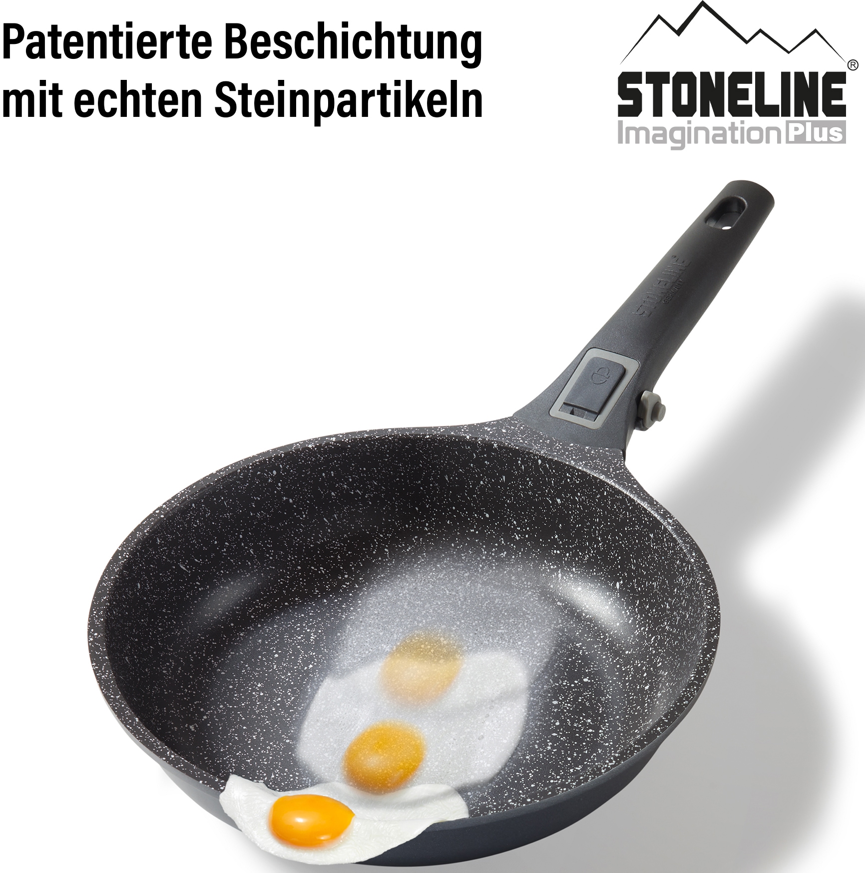 STONELINE Topf-Set »Imagination PLUS«, Aluminiumguss, (Set, 8 tlg., Bratentopf 24 cm, Kochtopf 20 cm, Stieltopf 18 cm, Bratpfanne 20/24 cm), abnahmbare Griffe, Induktion