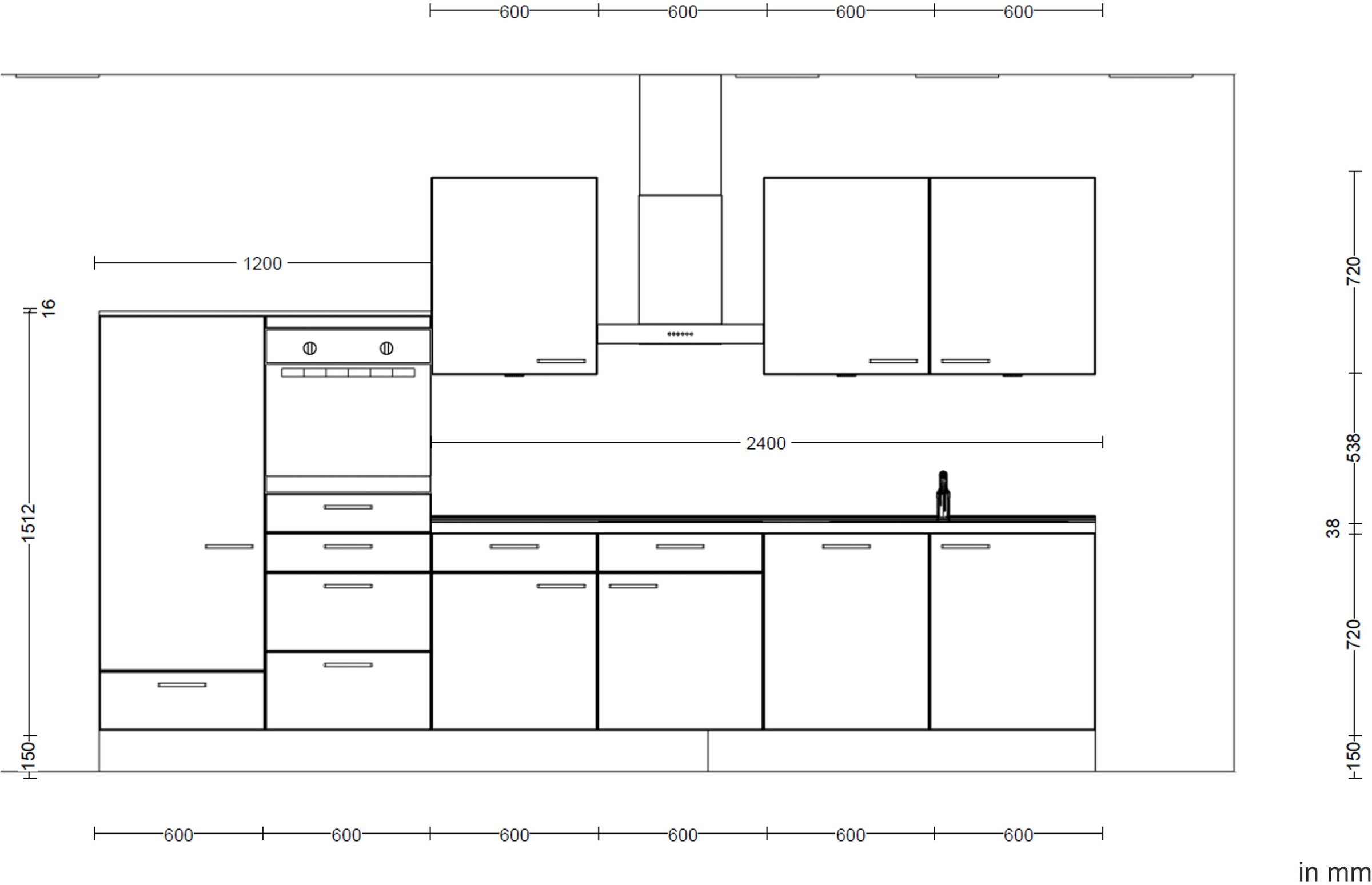nobilia® Küchenzeile »"Touch I"«, vormontiert, Ausrichtung wählbar, Breite 360 cm, wahlw. mit E-Geräten