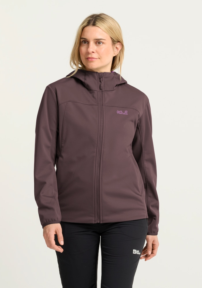 Jack Wolfskin Softshelljacke "WINDHAIN 2 HOODY W" wasserabweisend, windabweisend, wärmeisolierend