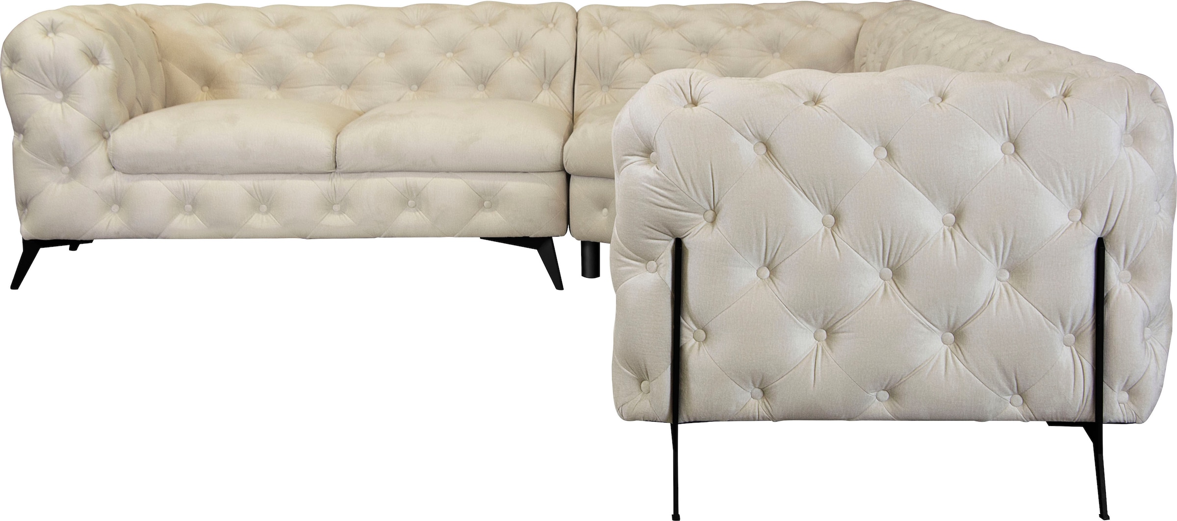 Home affaire Chesterfield-Sofa »Amaury L-Form« großes Ecksofa, Chesterfield-Optik, Breite 323 cm, Fußfarbe wählbar