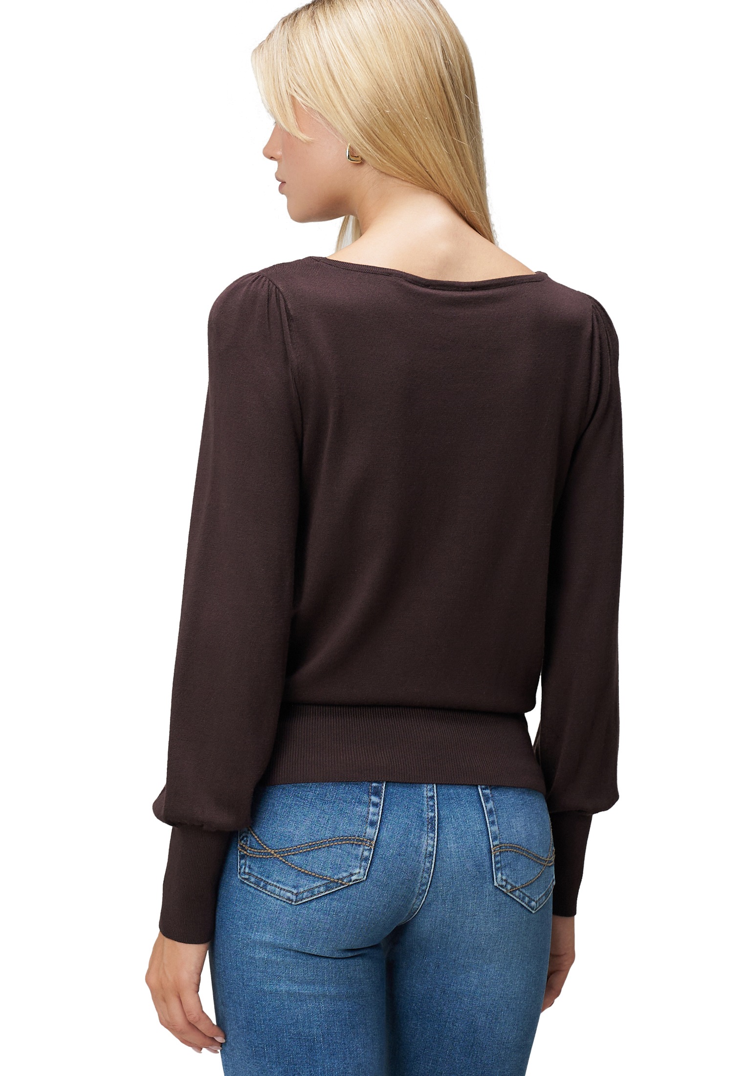 Zero Strickpullover »zero Damen Strickpullover mit Ballonärmeln«, (1 tlg.), Plain/ohne Details