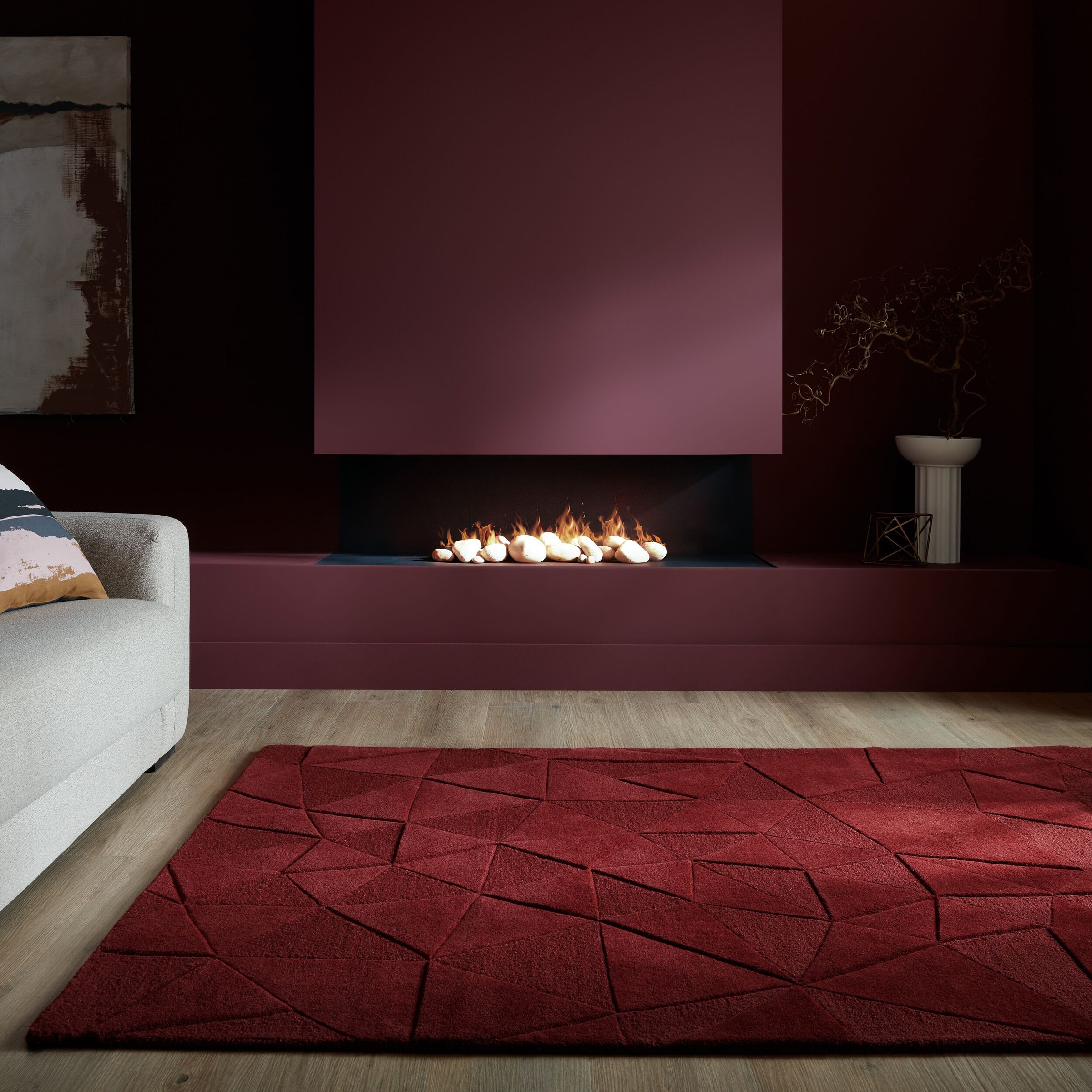 FLAIR RUGS Wollteppich »Shard«, rechteckig, 10 mm Höhe, Geometrischer Teppich aus Scherbenwolle