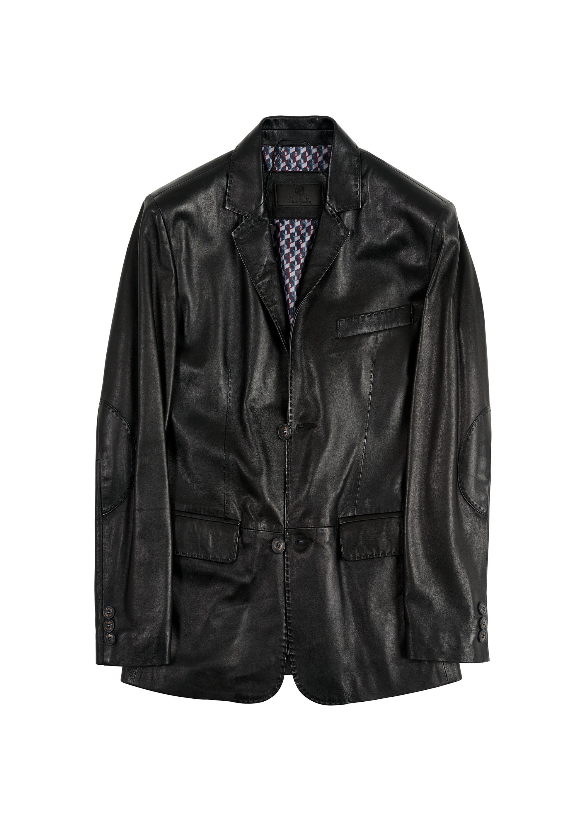 Pierre Cardin Men Leather Jacket Black Size S 3