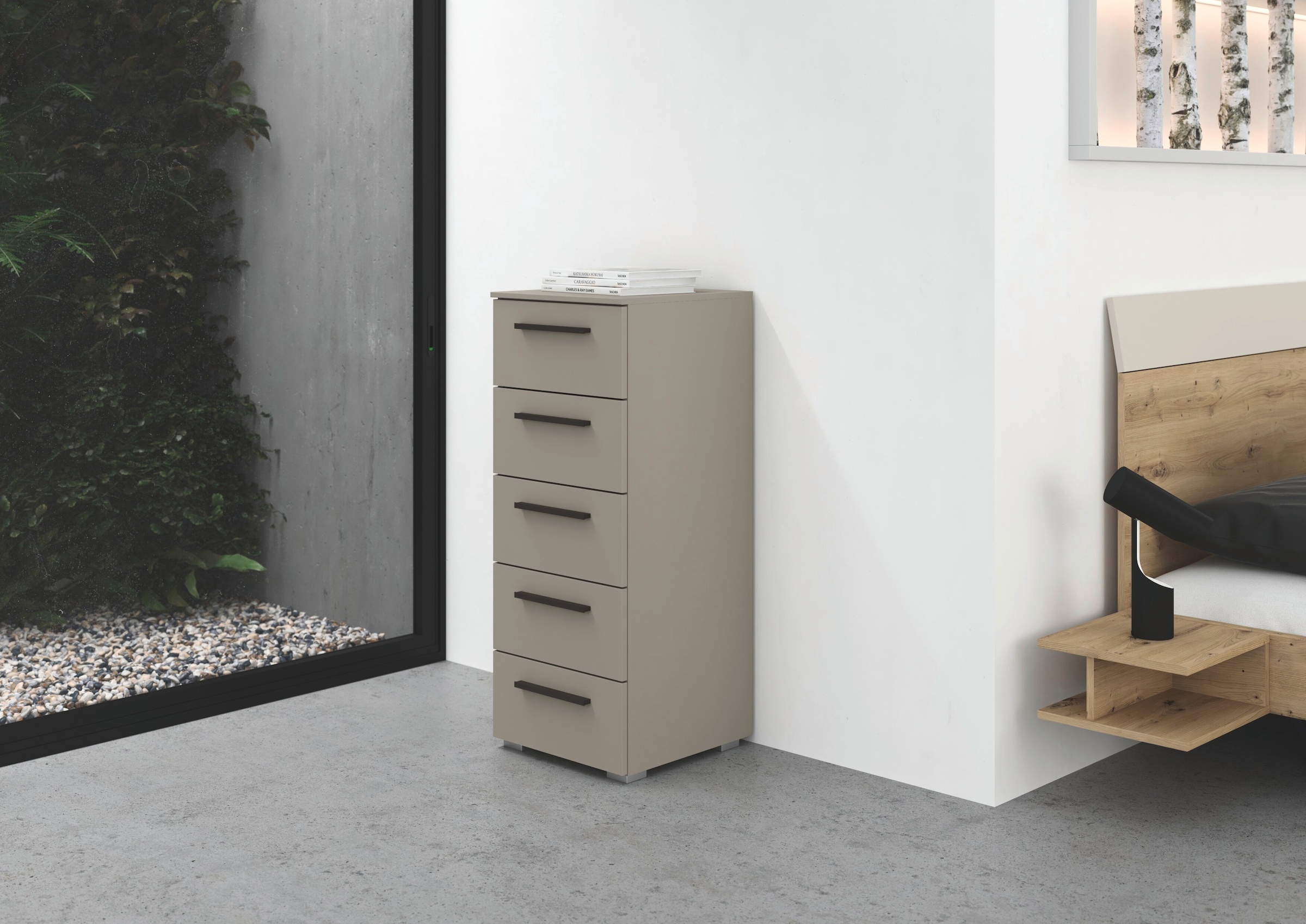 rauch Schubkastenkommode »Highboard Sideboard Kommode MONTCLAR Frontauswahl Dekor/Hochglanz/Glas« in 2 Breiten: 40 oder 80 cm / Höhe 100 cm, inkl. Soft-Close-Funktion,  mit 5 geräumigen Schubladen, viele Griffvarianten MADE IN GERMANY