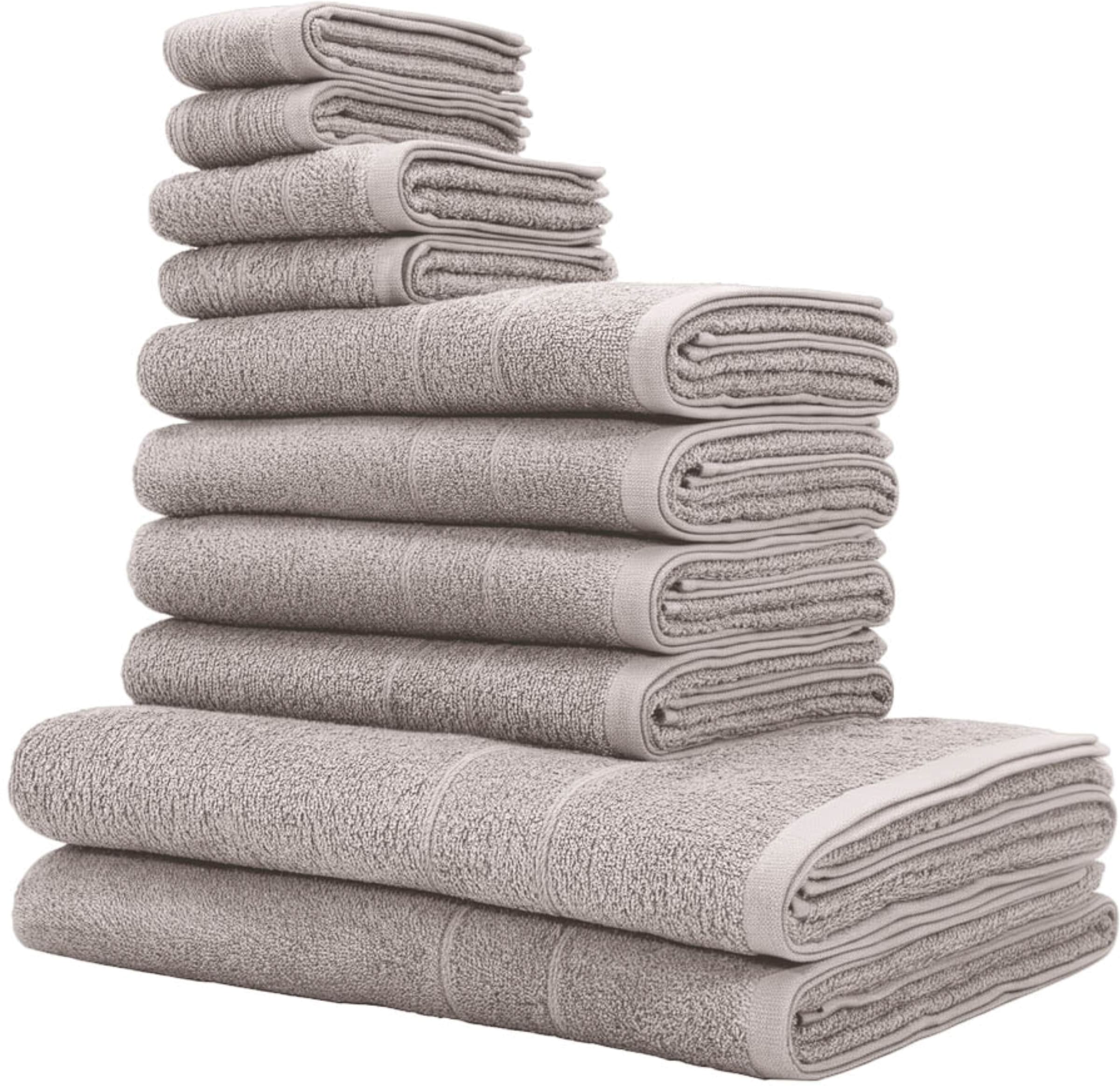 OTTO home "Inga, 3 Qualitäten, Duschtücher, Handtücher, Gästetücher, Seiftücher" 10 Walkfrottier Handtücher mit feiner Bordüre, 100% Baumwolle