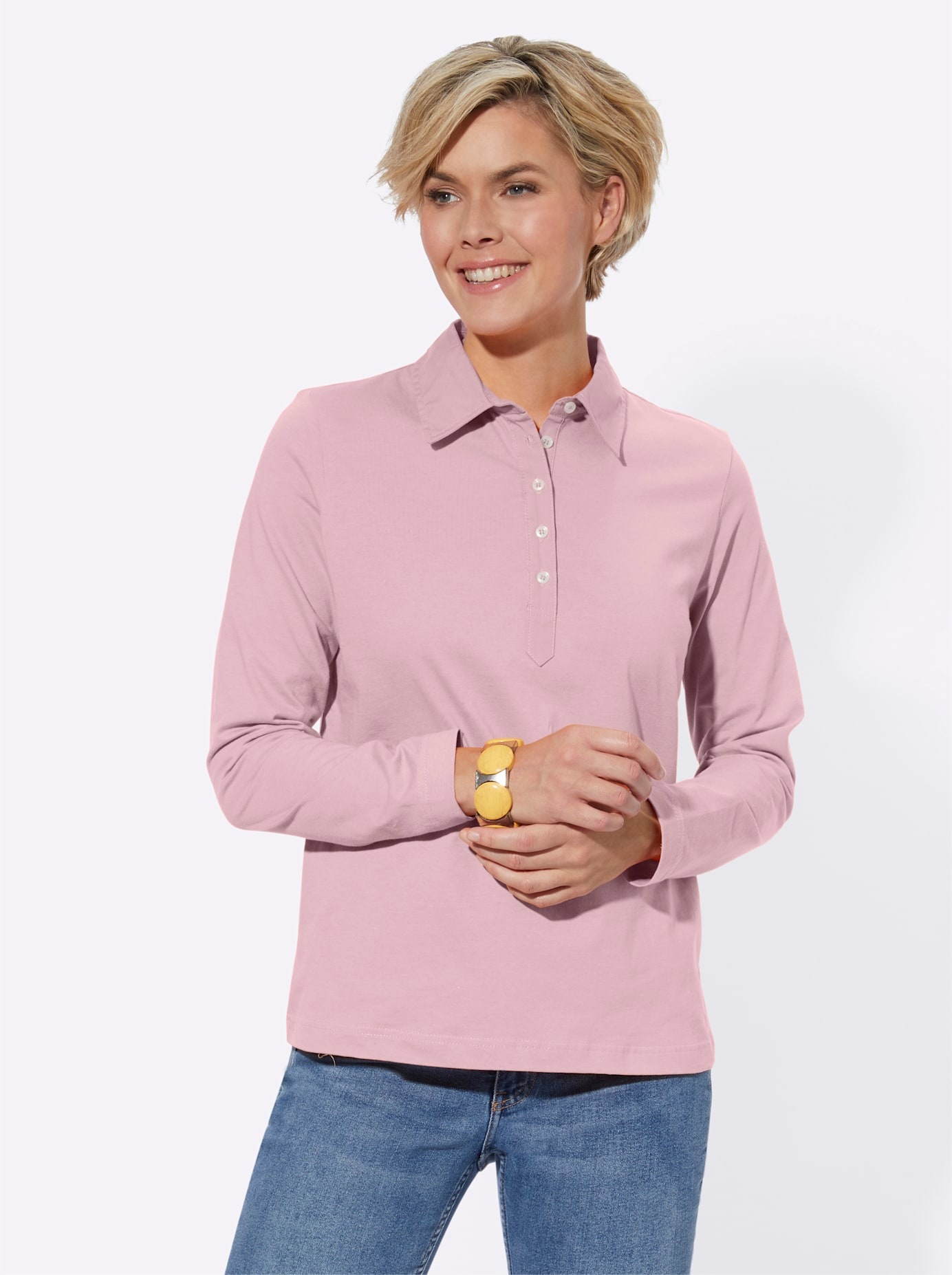 Casual Looks Langarm-Poloshirt "Poloshirt" 1 Stk. tlg. günstig online kaufen