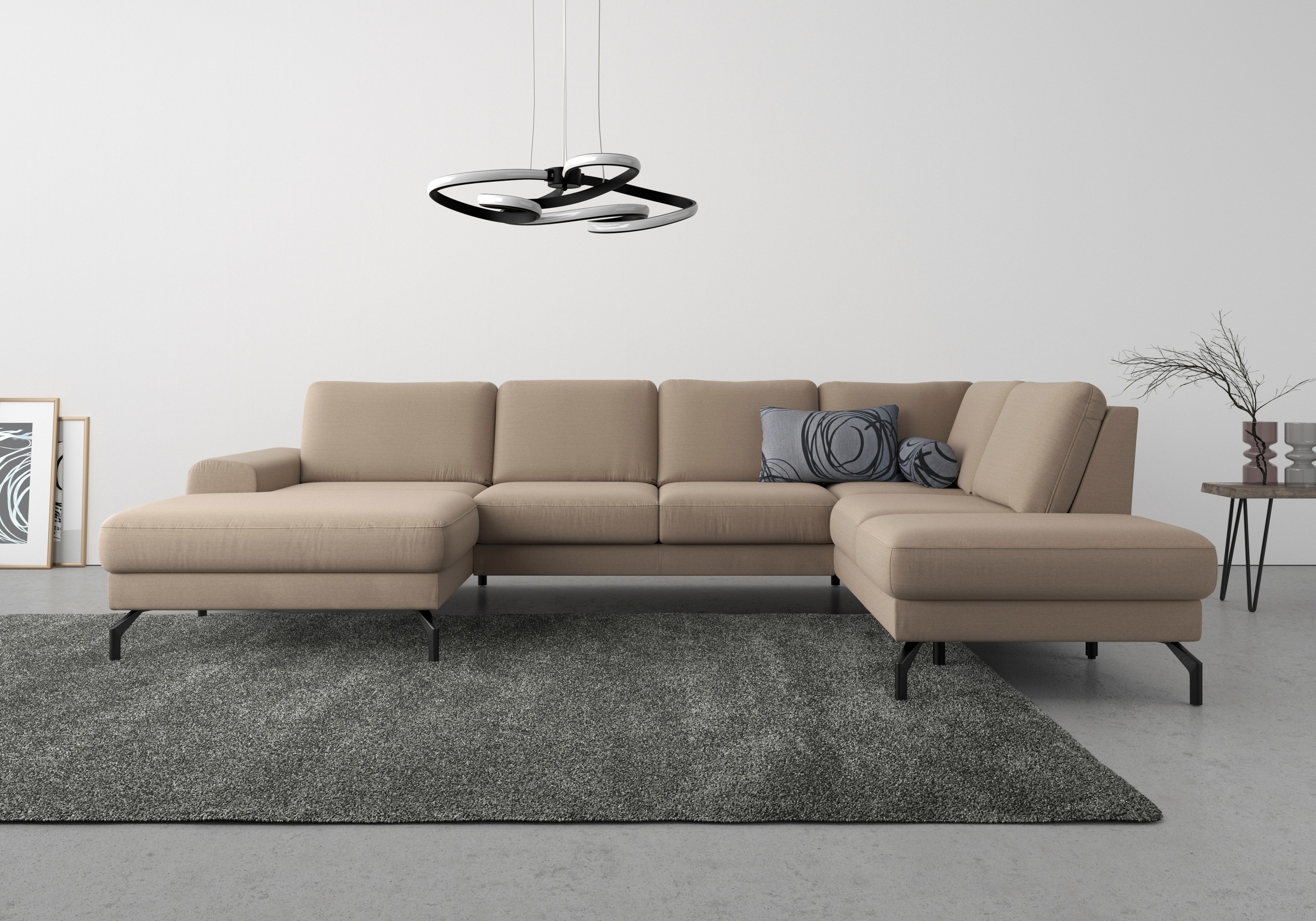 sit&more Wohnlandschaft »Cinturo U-Form«, inklusive Sitztiefenverstellung und Federkern, Sitzhöhe 48 cm