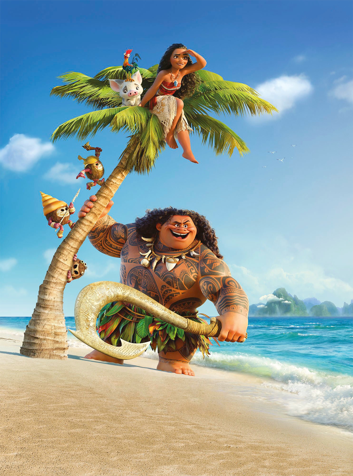 Komar Vliestapete "Vlies - Moana and Maui - Größe 184 x 248 cm" bedruckt glatt Kinderzimmer