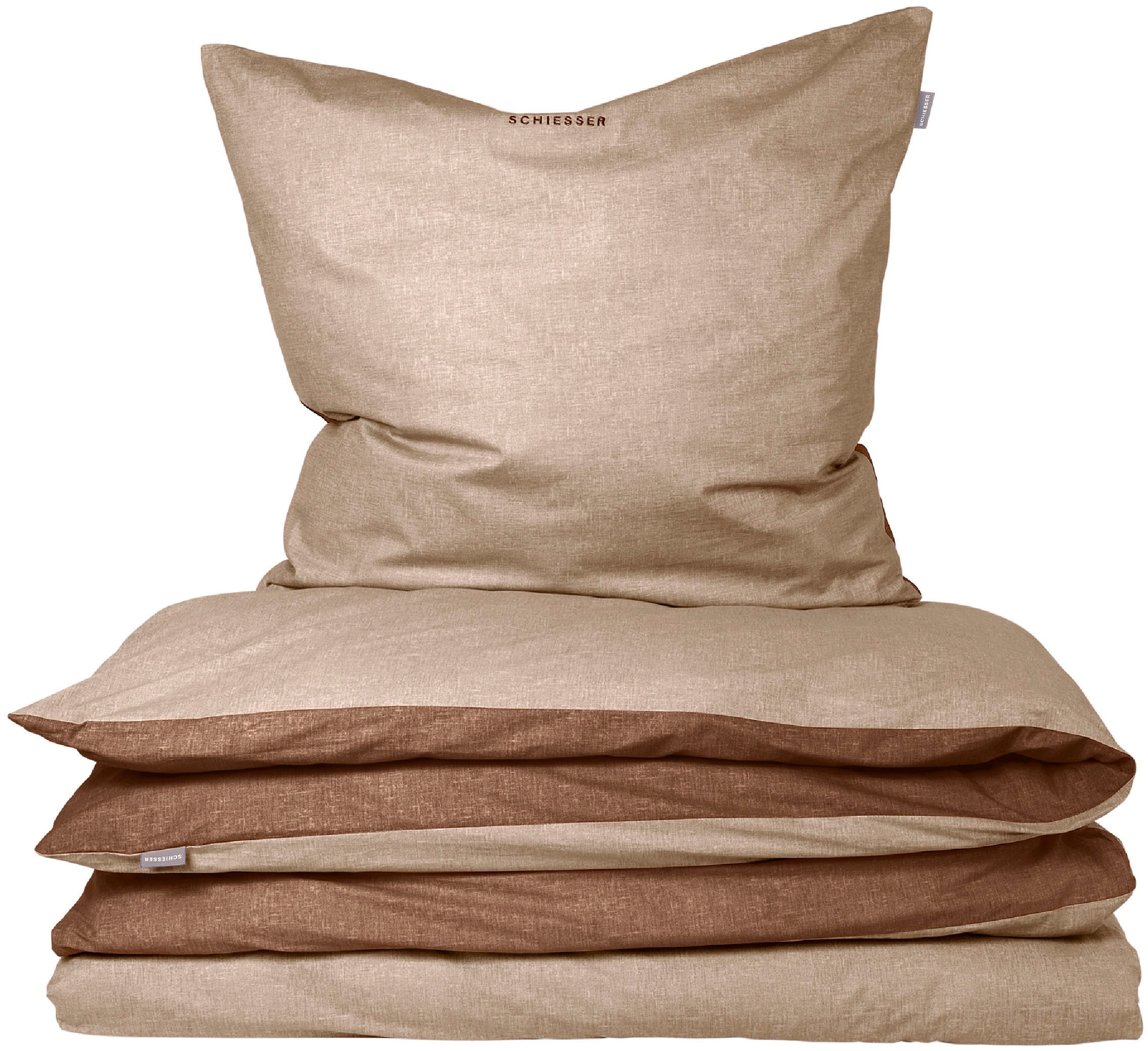 Schiesser Wendebettwäsche "Doubleface aus weicher Baumwolle mit edlem Melan günstig online kaufen
