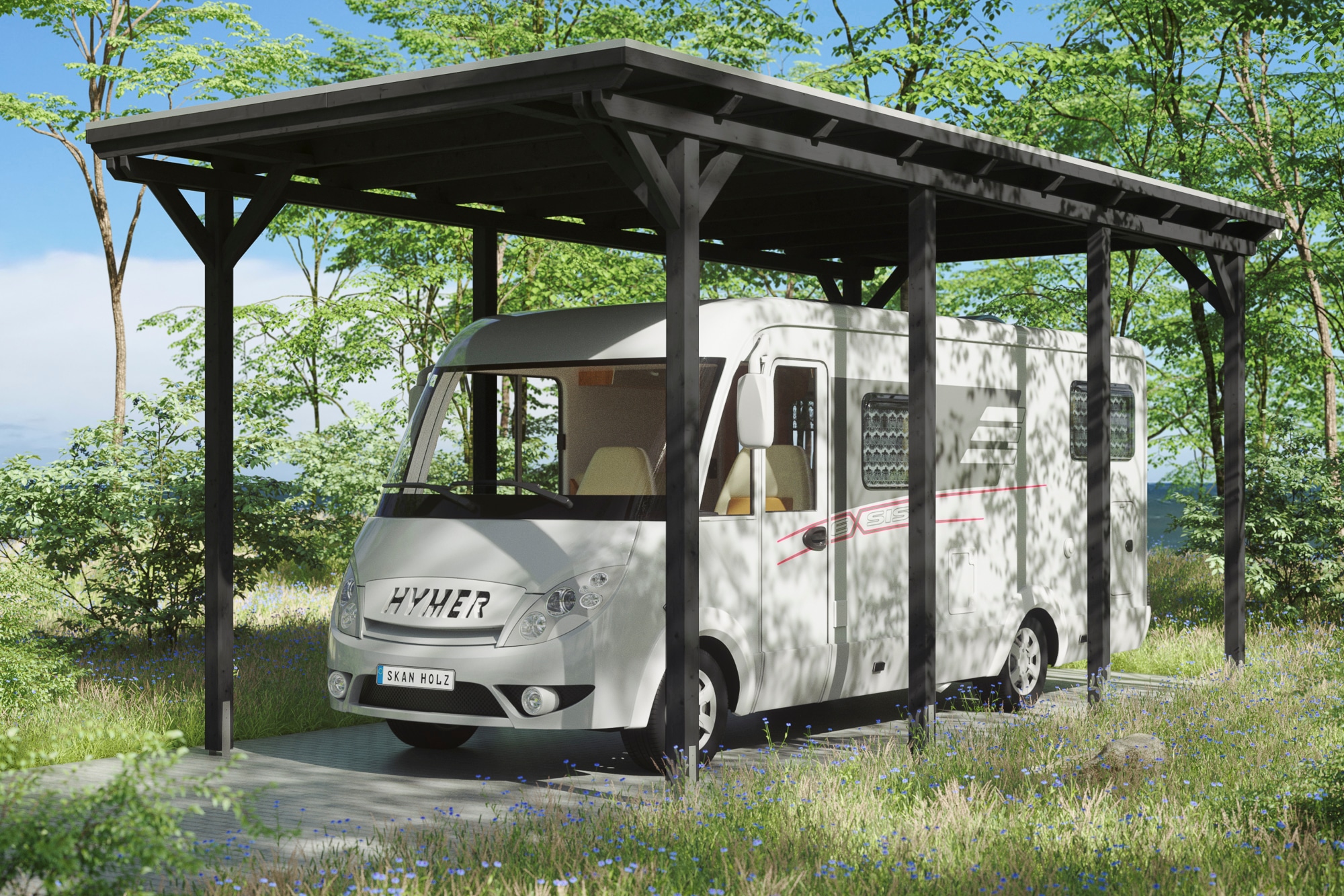 Skanholz Einzelcarport »Caravan-Emsland«, Holz, 341 cm, Anthrazit
