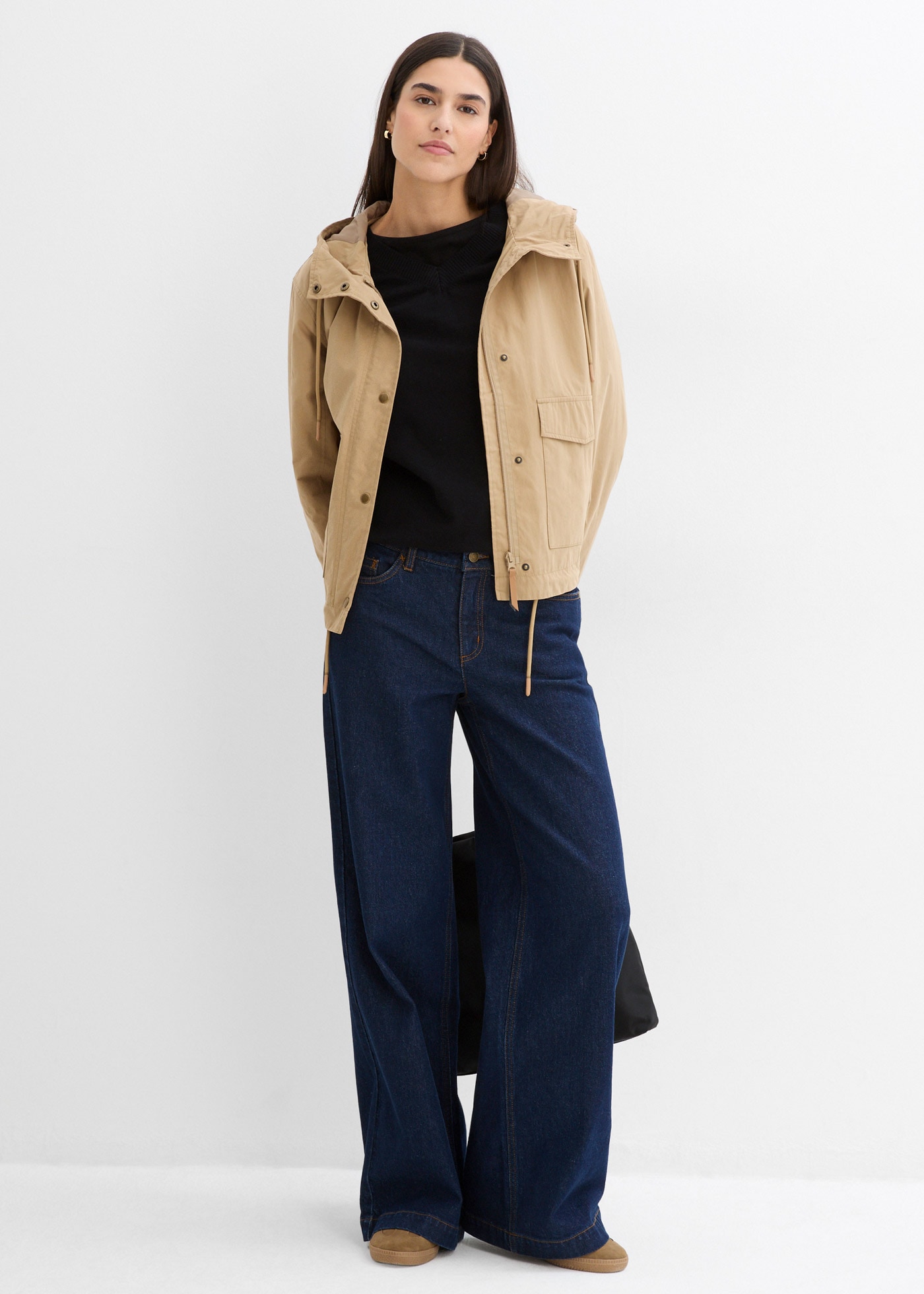 bonprix Weite Jeans mittlerer Bund, mit Elasthan-Anteil, aus Baumwolle