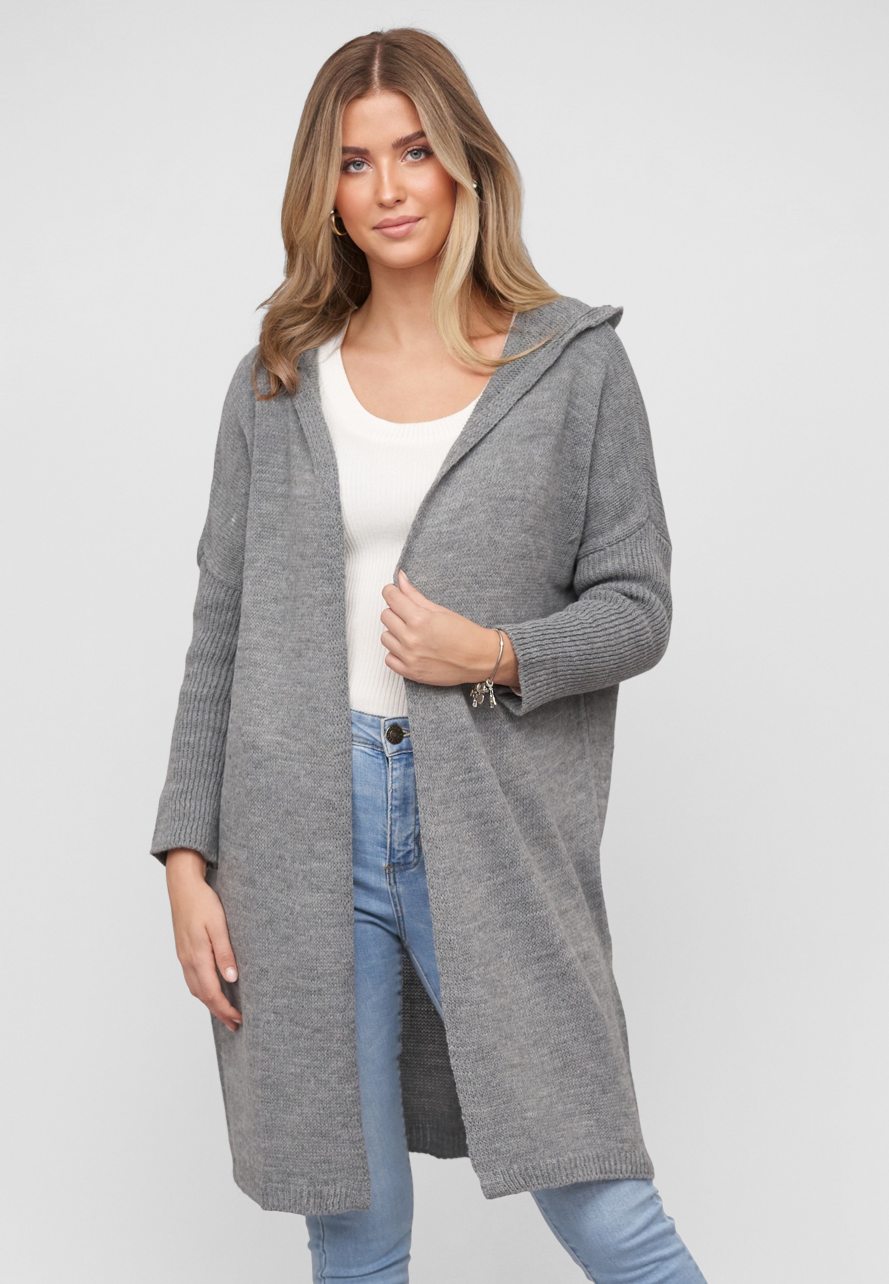 CLOUD 5IVE Strickjacke »CLOUD 5IVE Longform knit cardigan with hood« 1