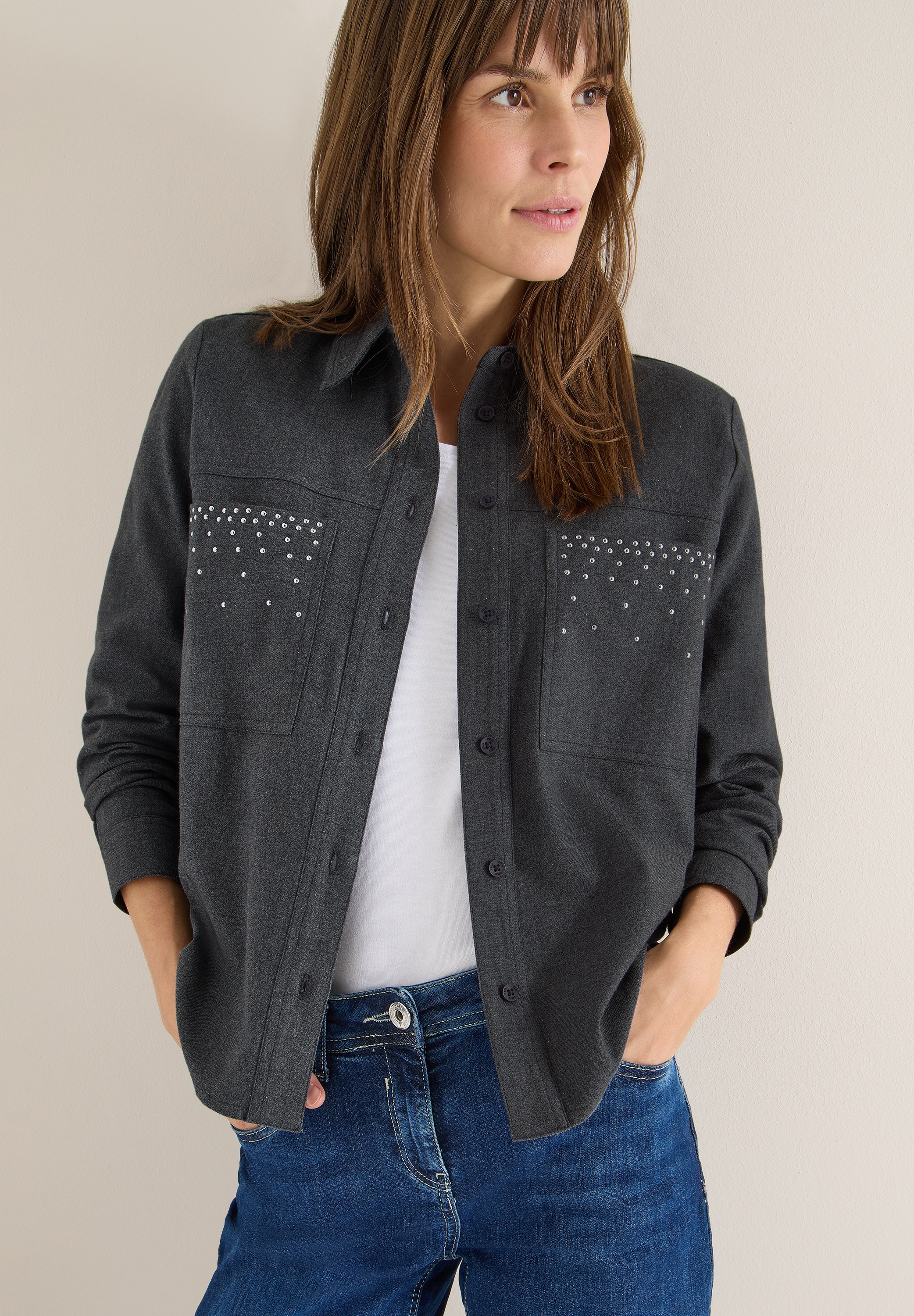 Cecil Flanellbluse mit Nieten günstig online kaufen
