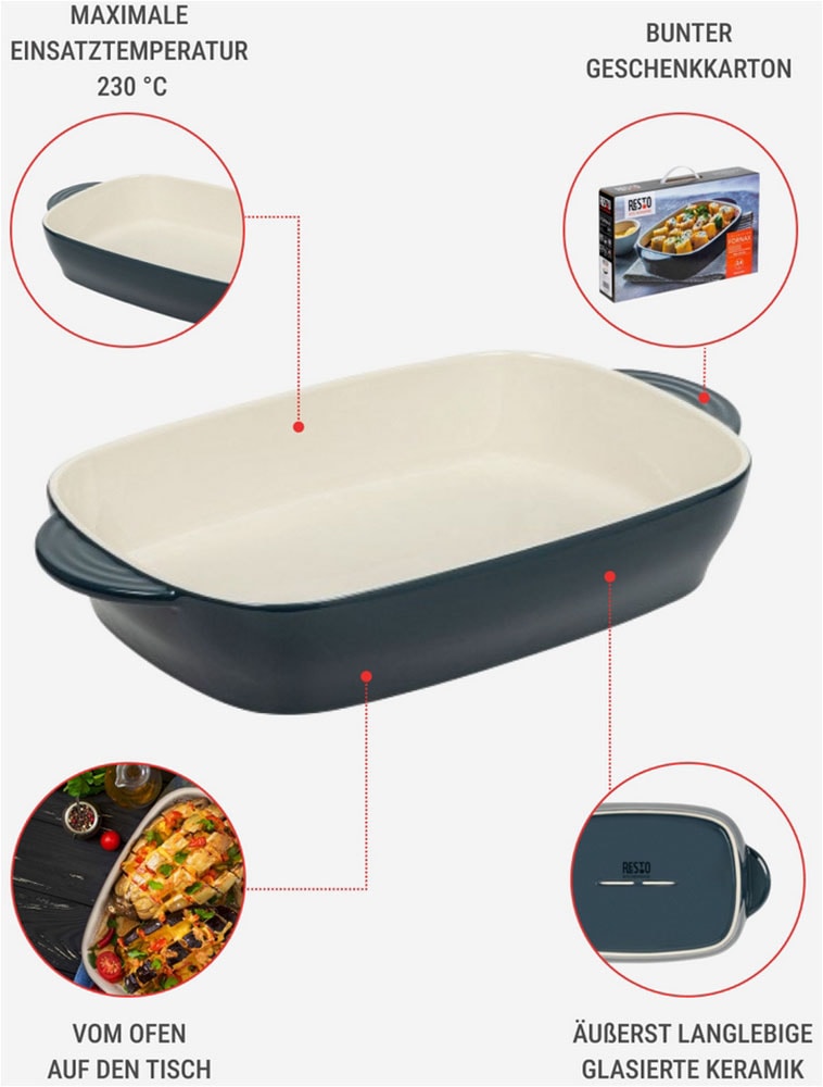 RESTO Kitchenware Backform »Fornax, Auflaufform, Lasagneform, Ofenform, spülmaschinengeeignet«, (1 St.), rechteckig, für Kuchen, Lasagne, Brownie