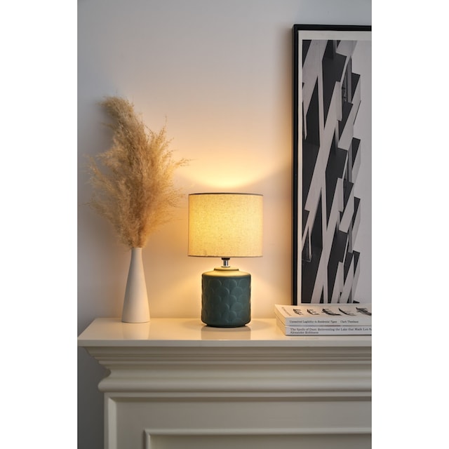 Pauleen Tischleuchte »Glowing Midnight max20W beige/green matt 230V Stoff/ Keramik«, 1 flammig-flammig, E14 | BAUR