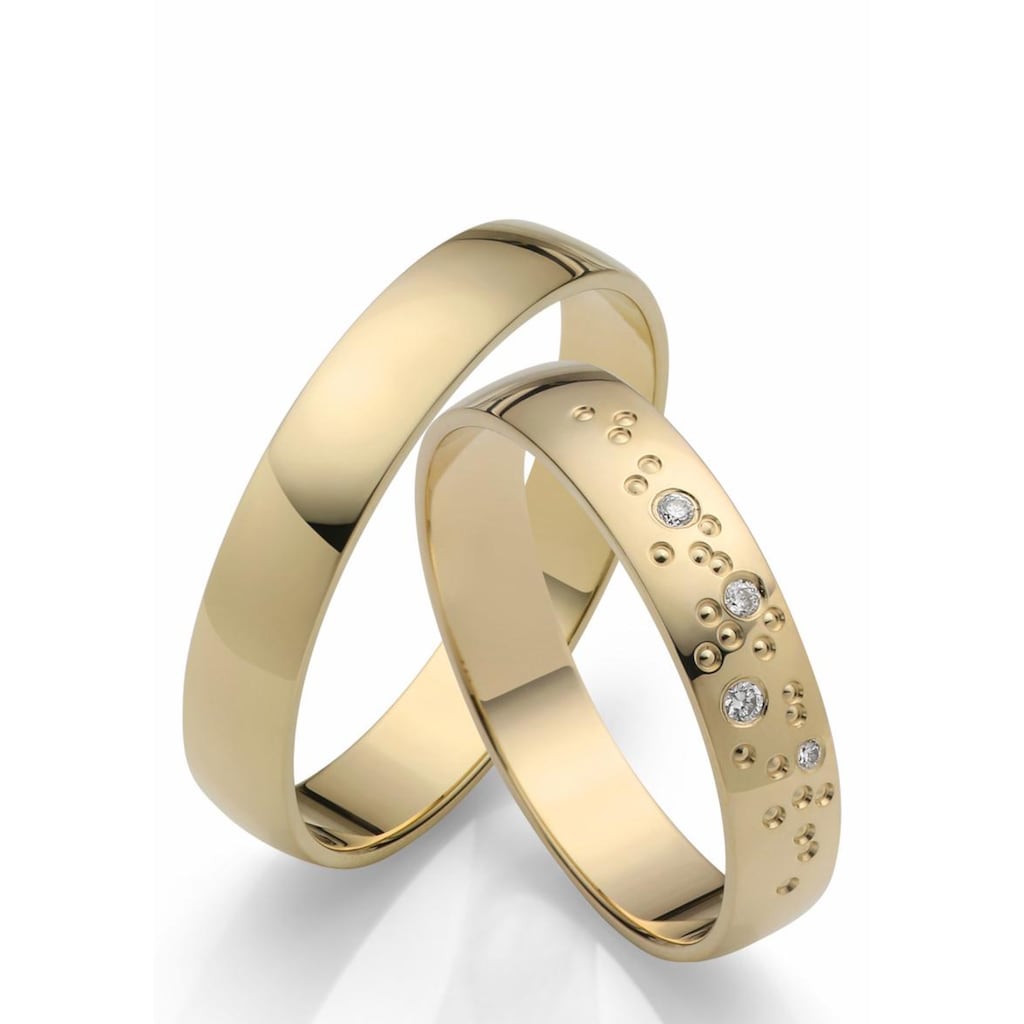 Firetti Trauring »Schmuck Geschenk Gold 375 Hochzeit Ehering "LIEBE" Sterne«