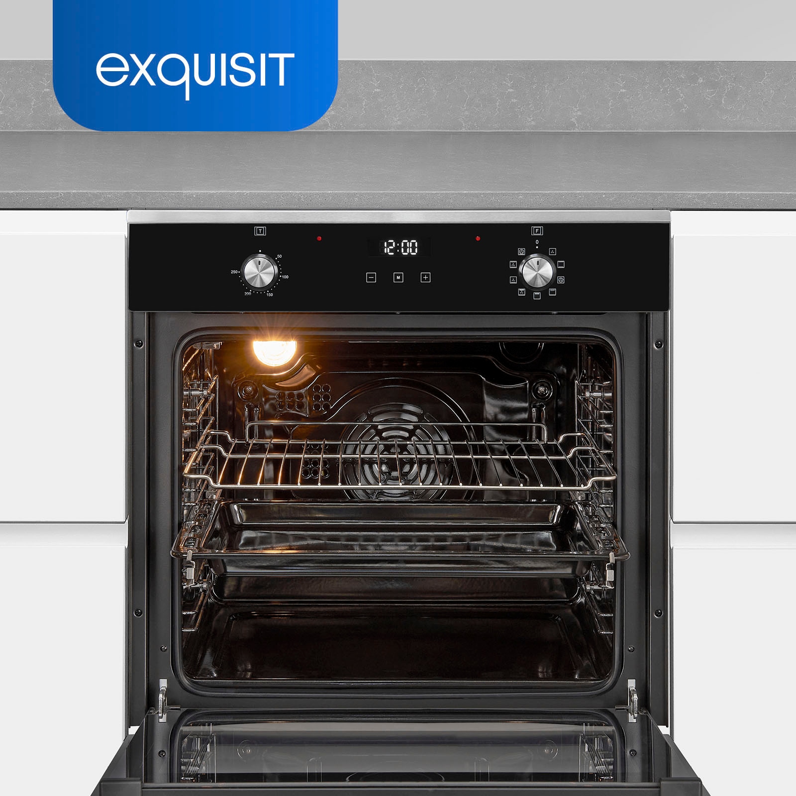 exquisit Backofen-Set »EBE76-9-H-020 inox«, mit Teleskopauszug nachrüstbar