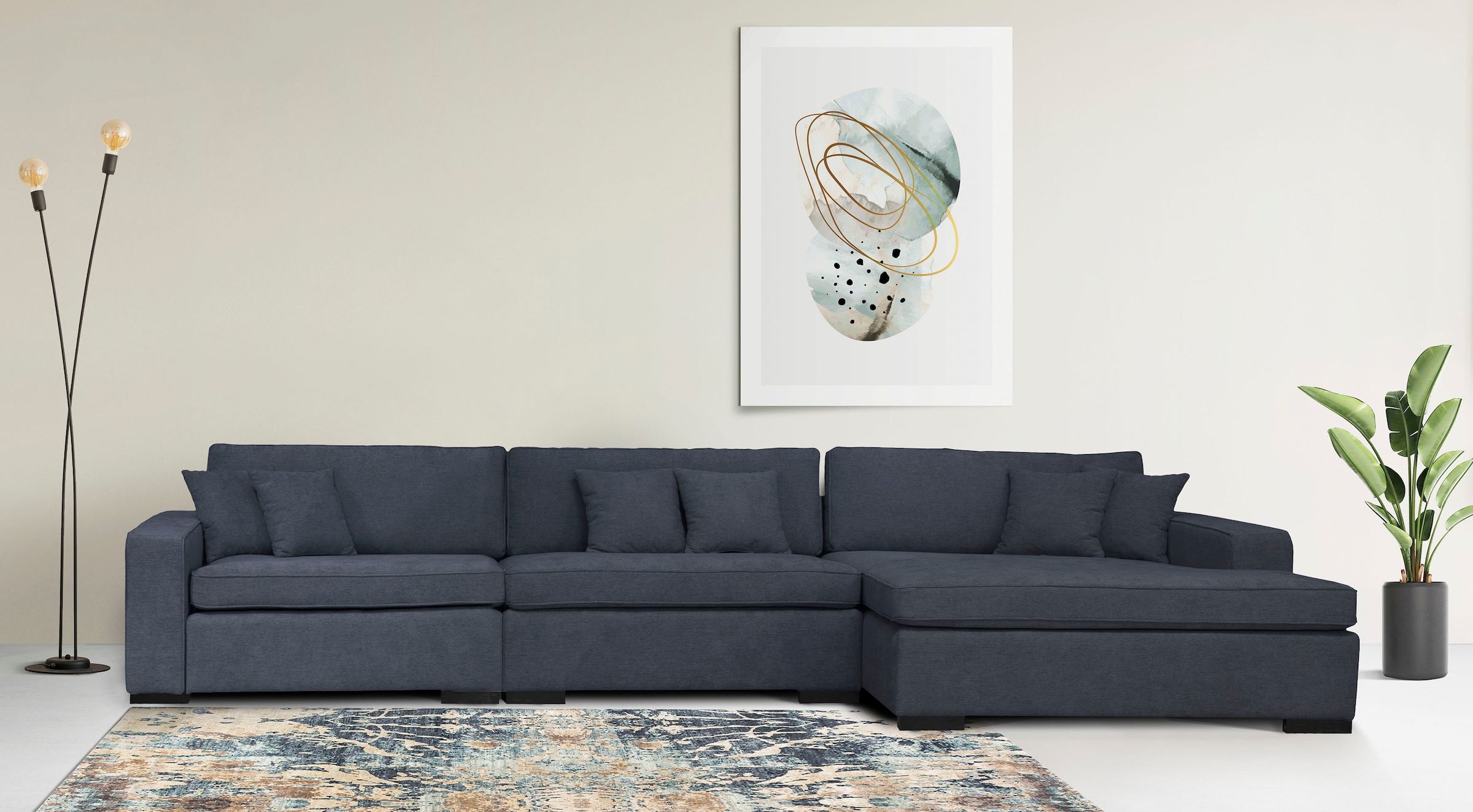 Home affaire Ottomane "Skara L-Form", Lounge-Sofa mit Federkernpolsterung, günstig online kaufen