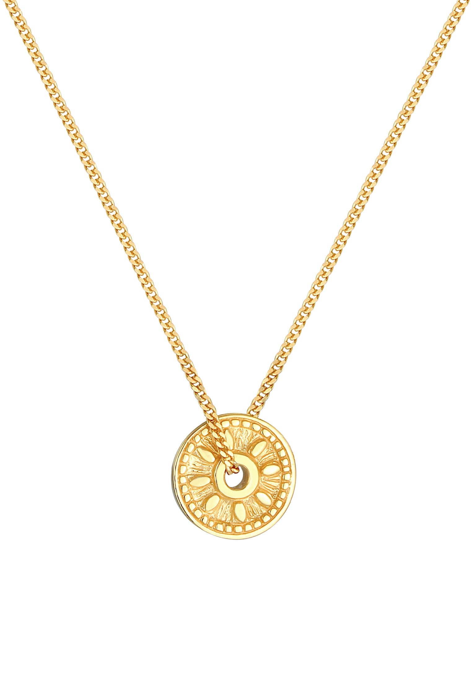 Elli Kette mit Anhänger »Coin Münze Sonne Antik Vintage 925er Silber«