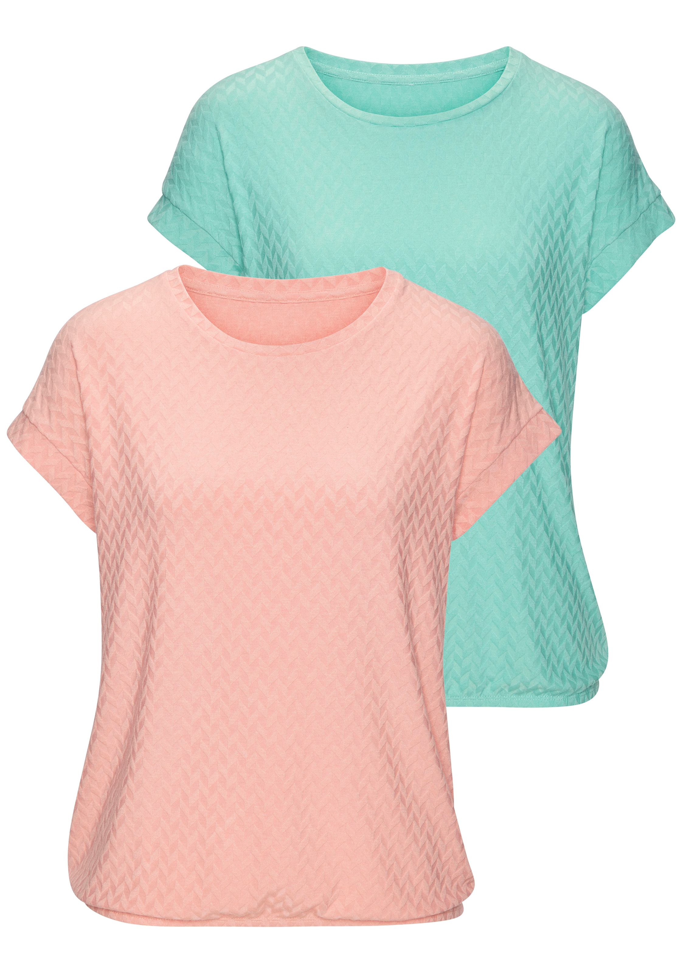 Vivance Kurzarmshirt "mit modischem Jacquard-Muster" Packung, Sommerliches T-Shirt mit schönem Jacquardmuster