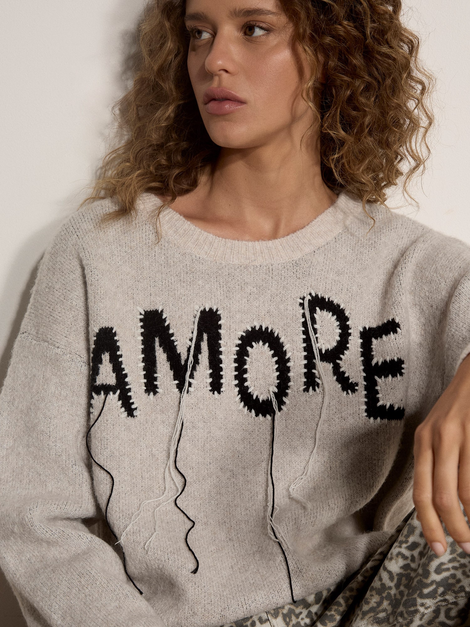 Apricot Rundhalspullover "Weicher Amore-Pullover" mit Fransen