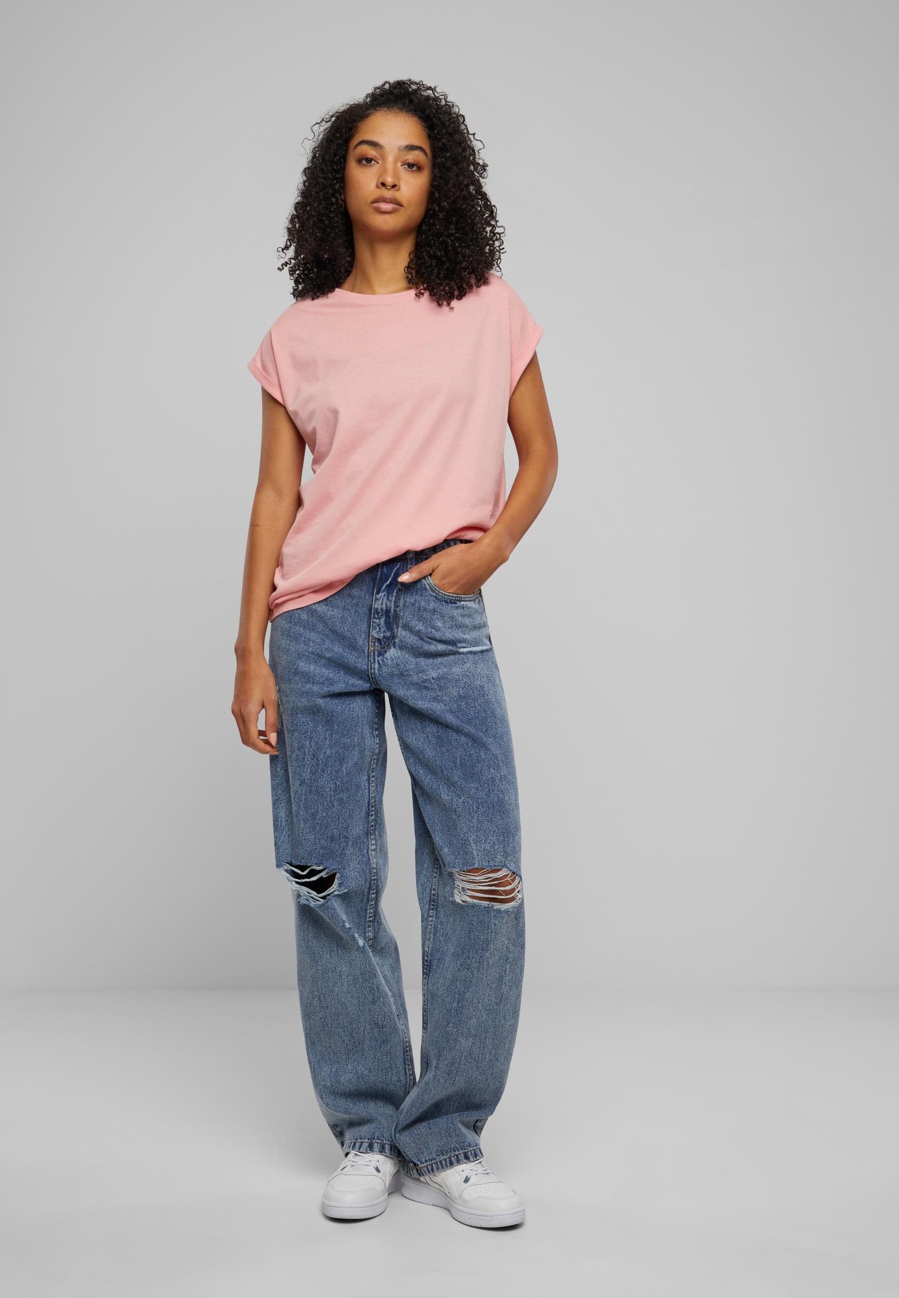 URBAN CLASSICS Kurzarmshirt »Urban Classics Damen Ladies Extended Shoulder Tee«, (1 tlg.)