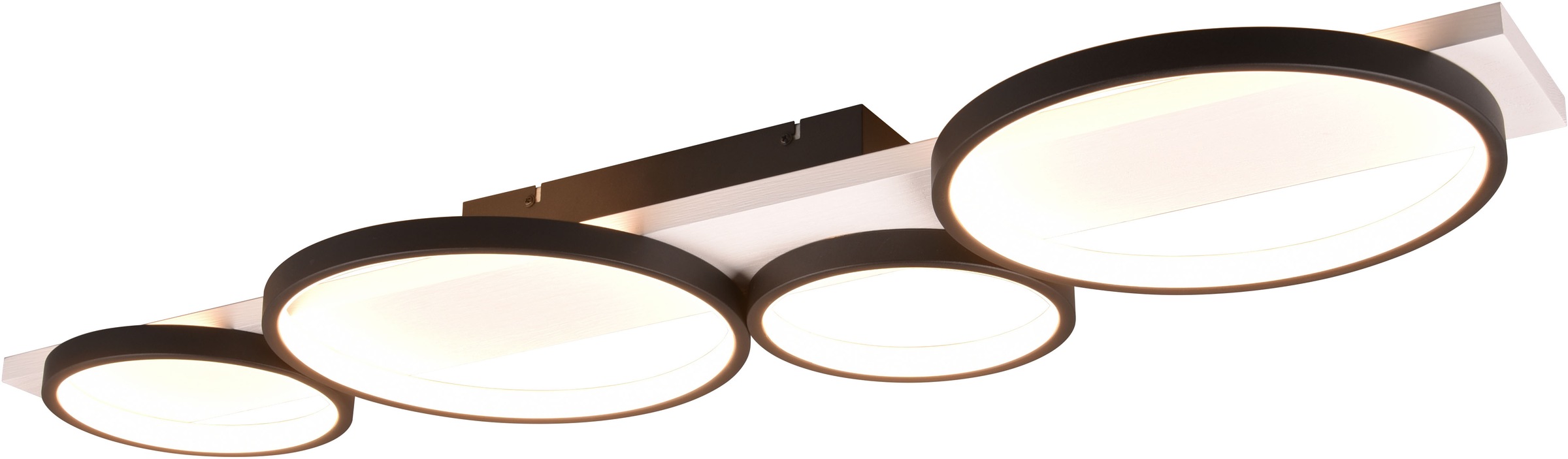 TRIO Leuchten LED Deckenleuchte »MEDERA, Deckenlampe LED Ringe mit Holz Deko 44W 5100 Lumen warmweiß«, 1 flammig, Leuchtmittel LED-Board | LED fest integriert, als Wandlampe oder Deckenlampe einsetzbar dimmbar über Wandschalter