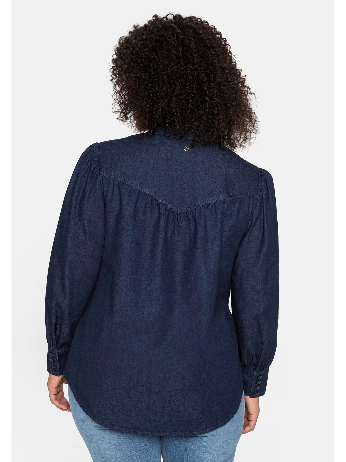 | Größen«, Sheego BAUR kaufen Jeansbluse mit »Große gekräuselter Schulternaht