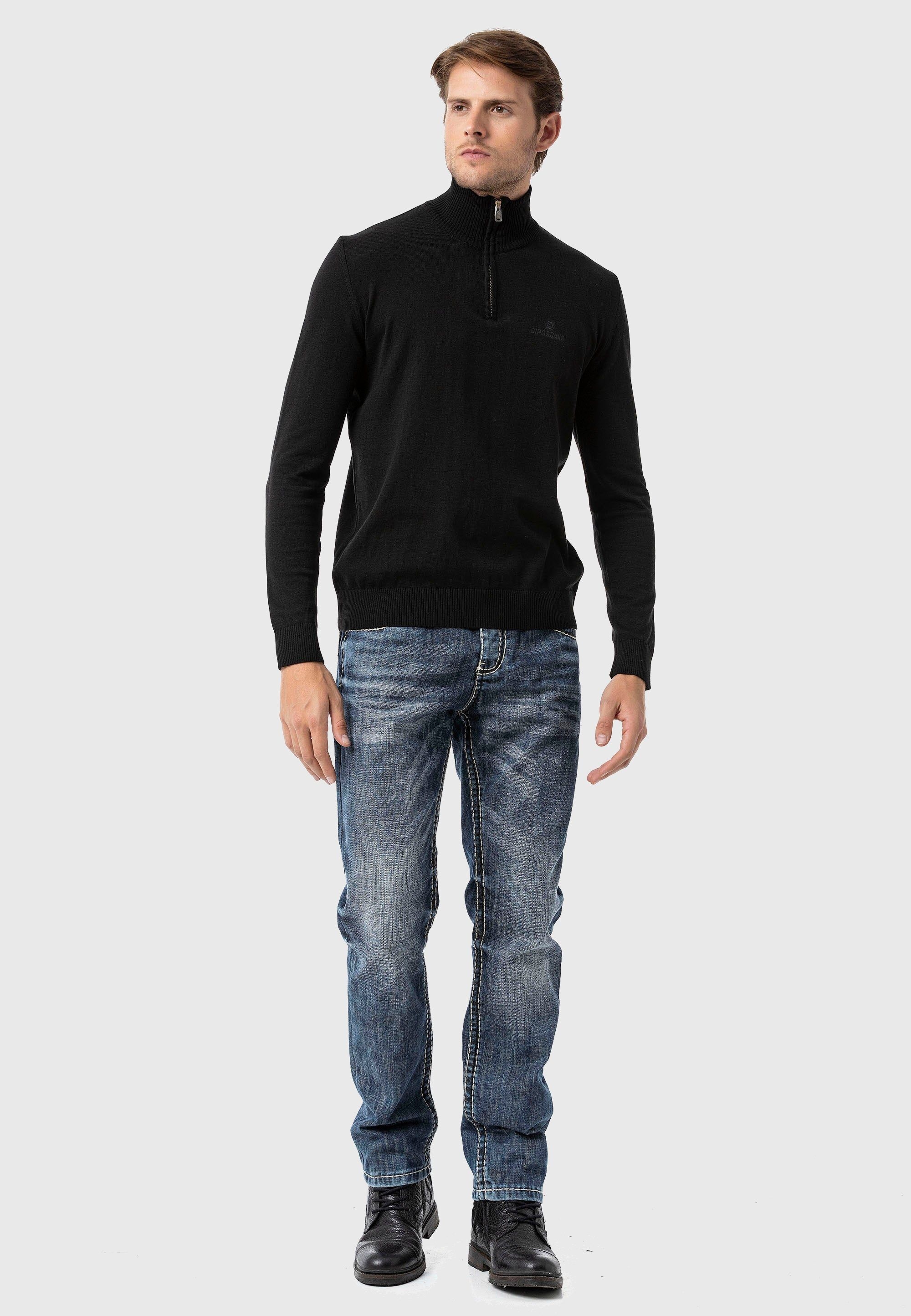 Cipo & Baxx Troyer »Pullover«, mit Troyer-Kragen
