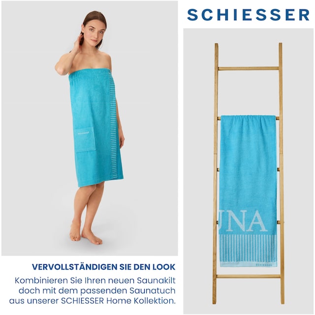 Schiesser Sarong »Saunakilt Rom für Damen aus saugstarkem Baumwoll-Frottier«,  (1 St.), mit Streifen-Akzent und Logostickerei | BAUR