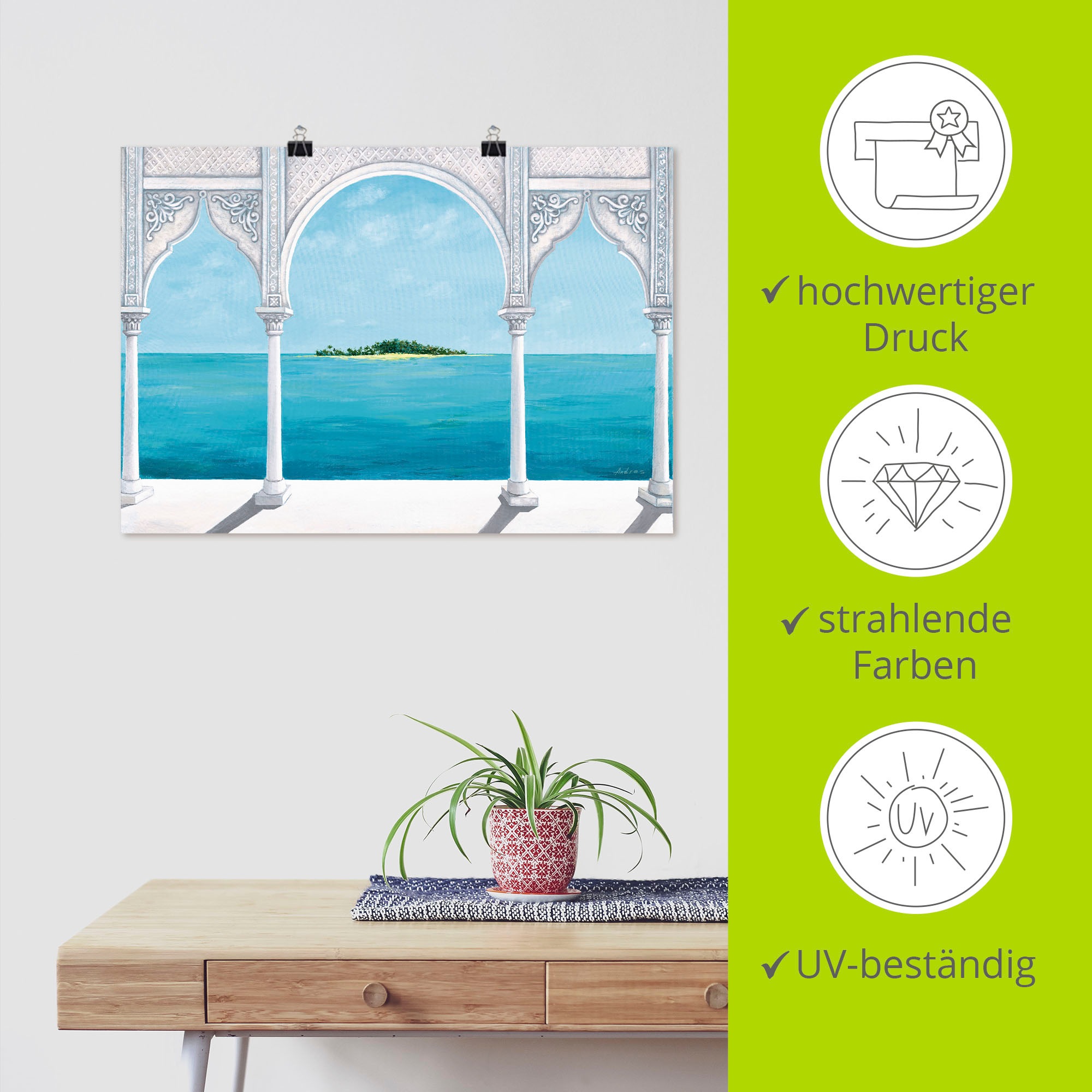 Artland Wandbild »Orientalische Karibik«, Fensterblick, (1 St.), als Leinwandbild, Poster in verschied. Größen