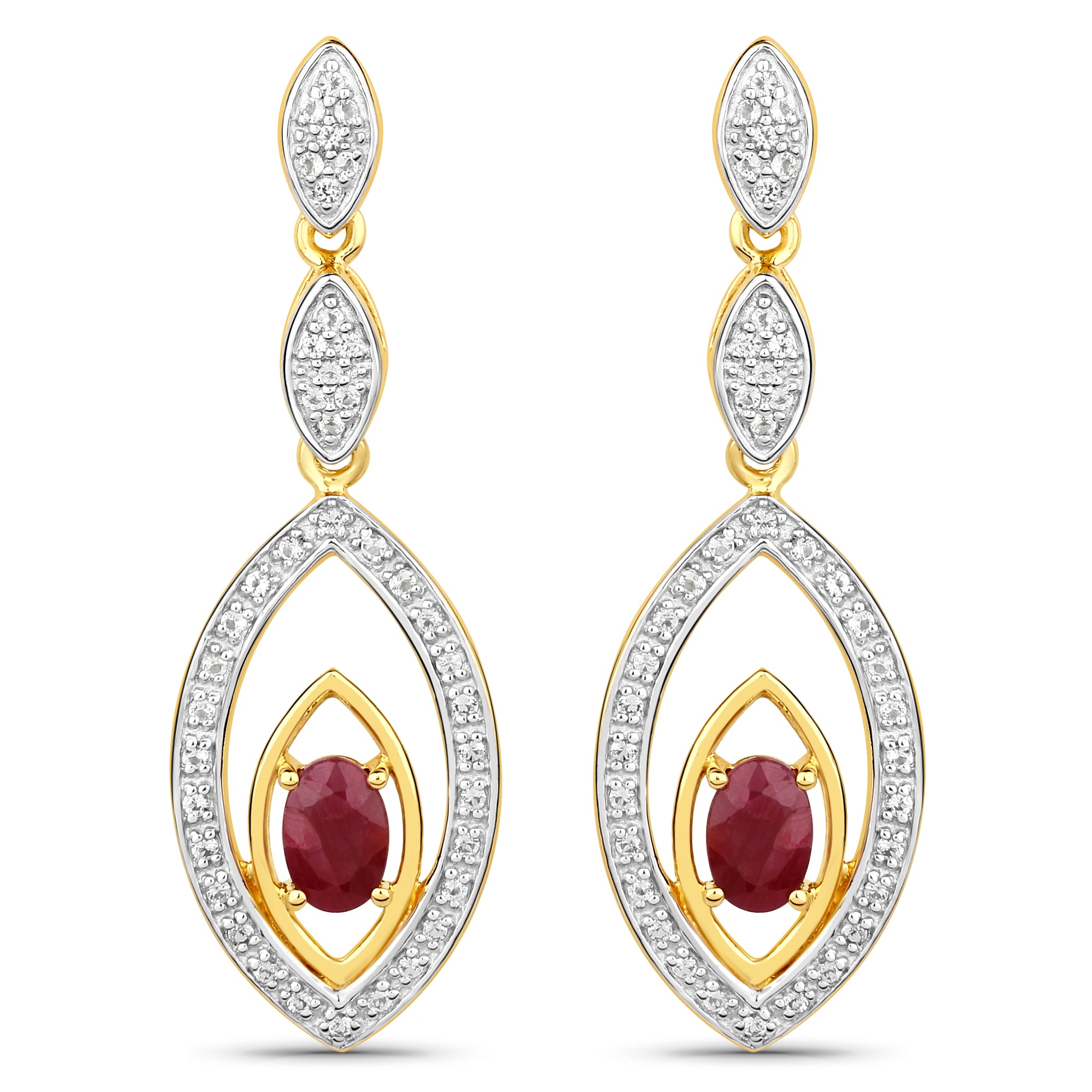 Vira Jewels Paar Ohrhänger »925-Sterling Silber vergoldet Glänzend Rubin rot«