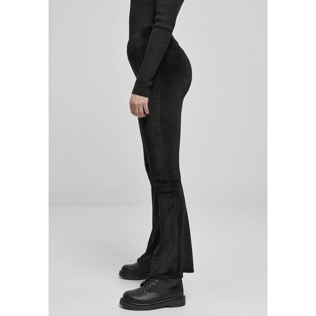 URBAN CLASSICS Leggings »Urban Classics Damen Ladies High Waist Velvet Boot Cut Leggings«, (1 tlg.)