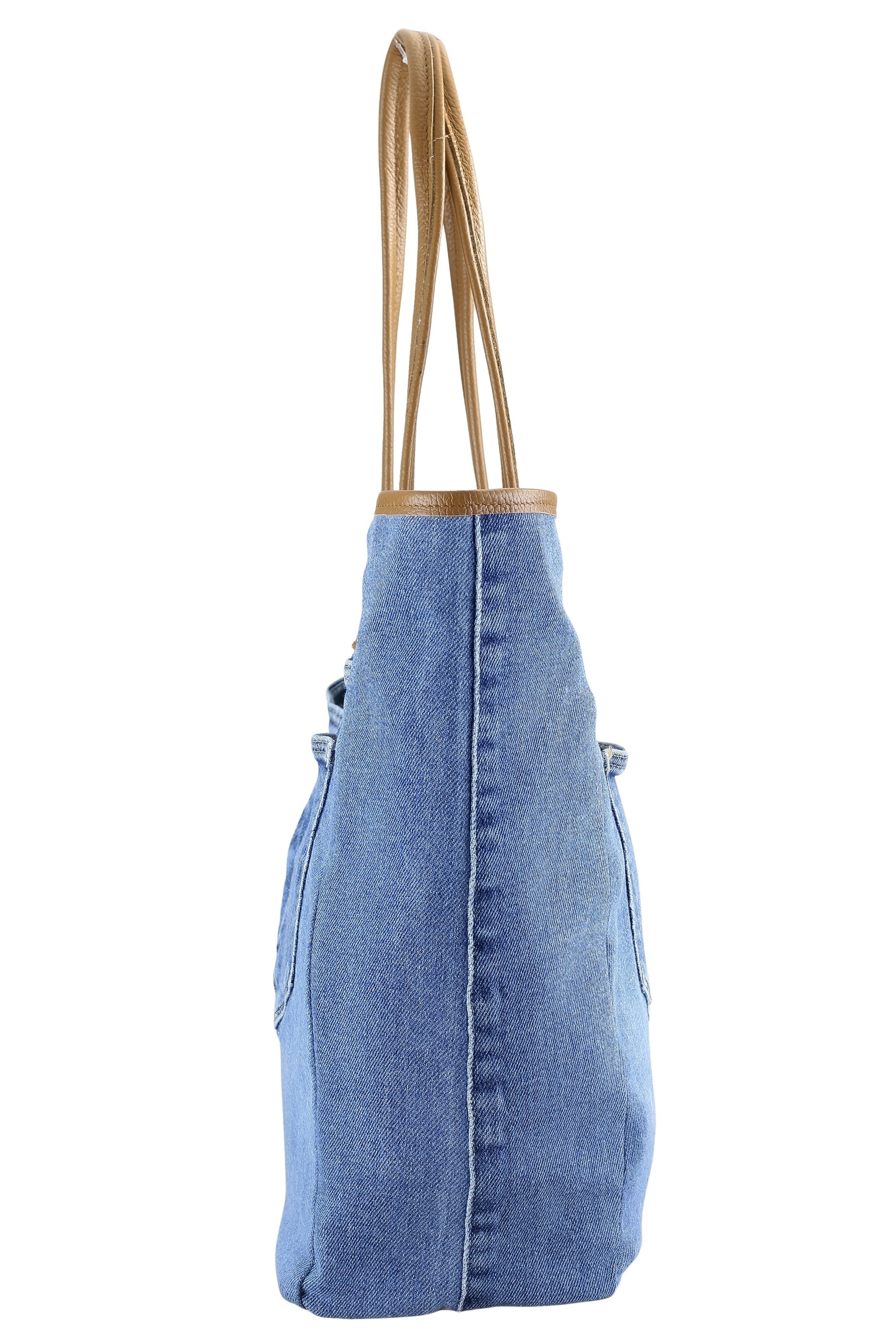 COLLEZIONE ALESSANDRO Schultertasche »BellaBlu«, Jeanstasche mit italienischen Leder