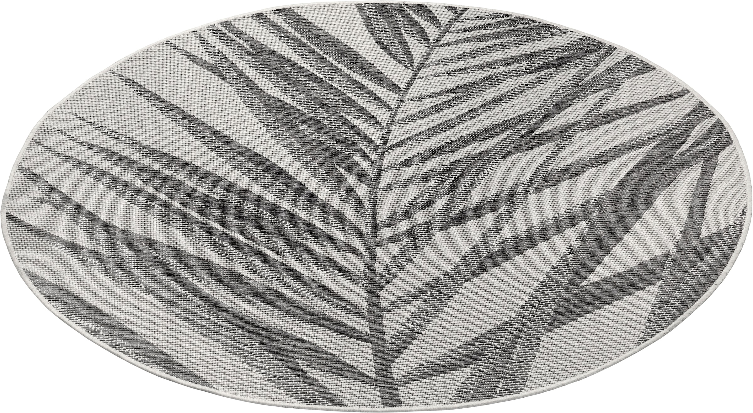 NORTHRUGS Teppich »Palm«, rund, 4 mm Höhe, Flachgewebe Florales Design, gekettelt, Robust, Pflegeleicht