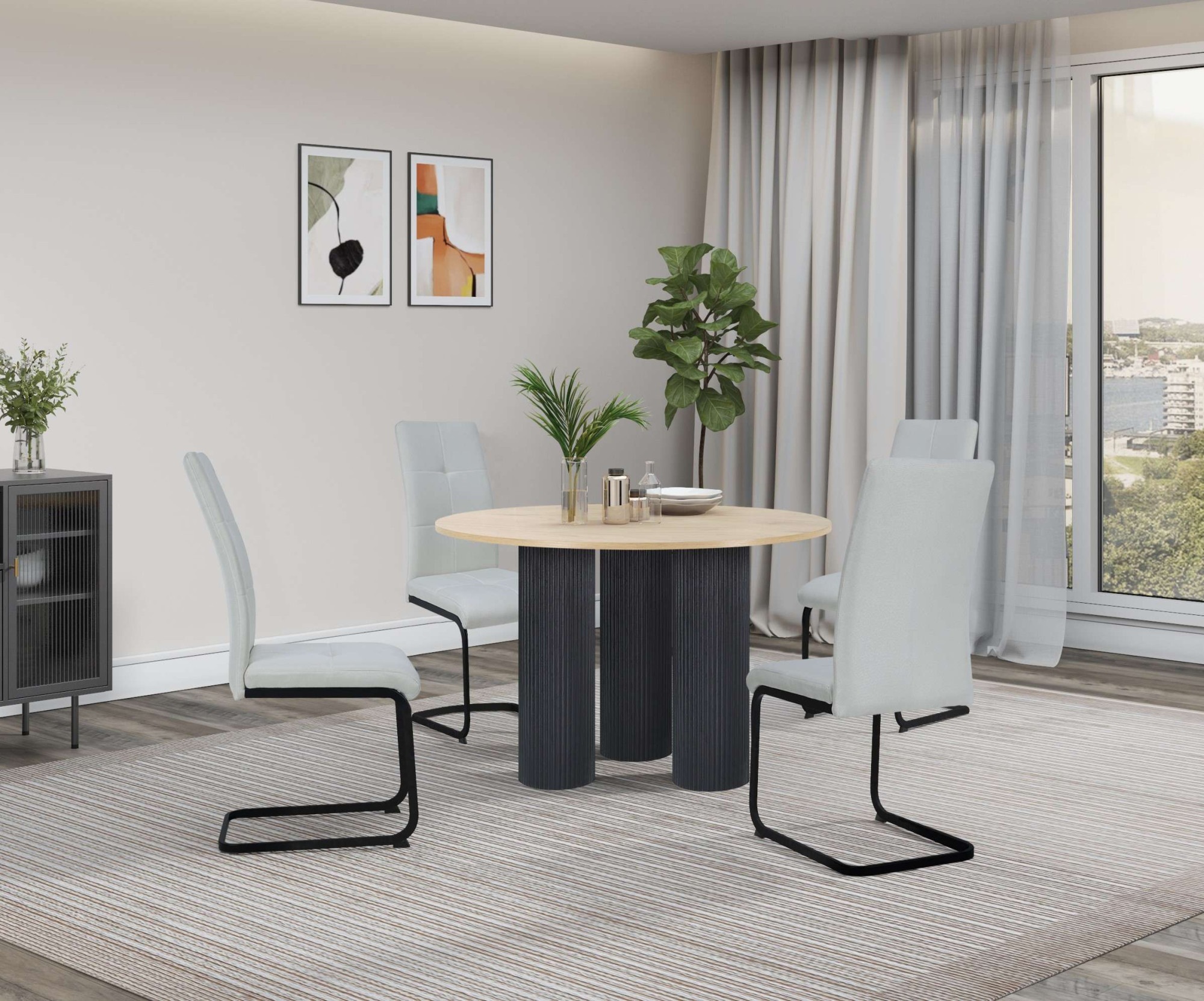 OTTO home Esstisch "Mandan" rund, 110x110 cm, 25 cm runde Beine mit Rillens günstig online kaufen