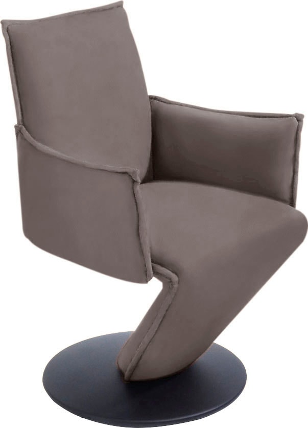 K+W Komfort & Wohnen Esszimmerstuhl "Drive, Drehstuhl" () Sessel mit federnder Sitzschale, Drehteller in Metall schwarz Struktur