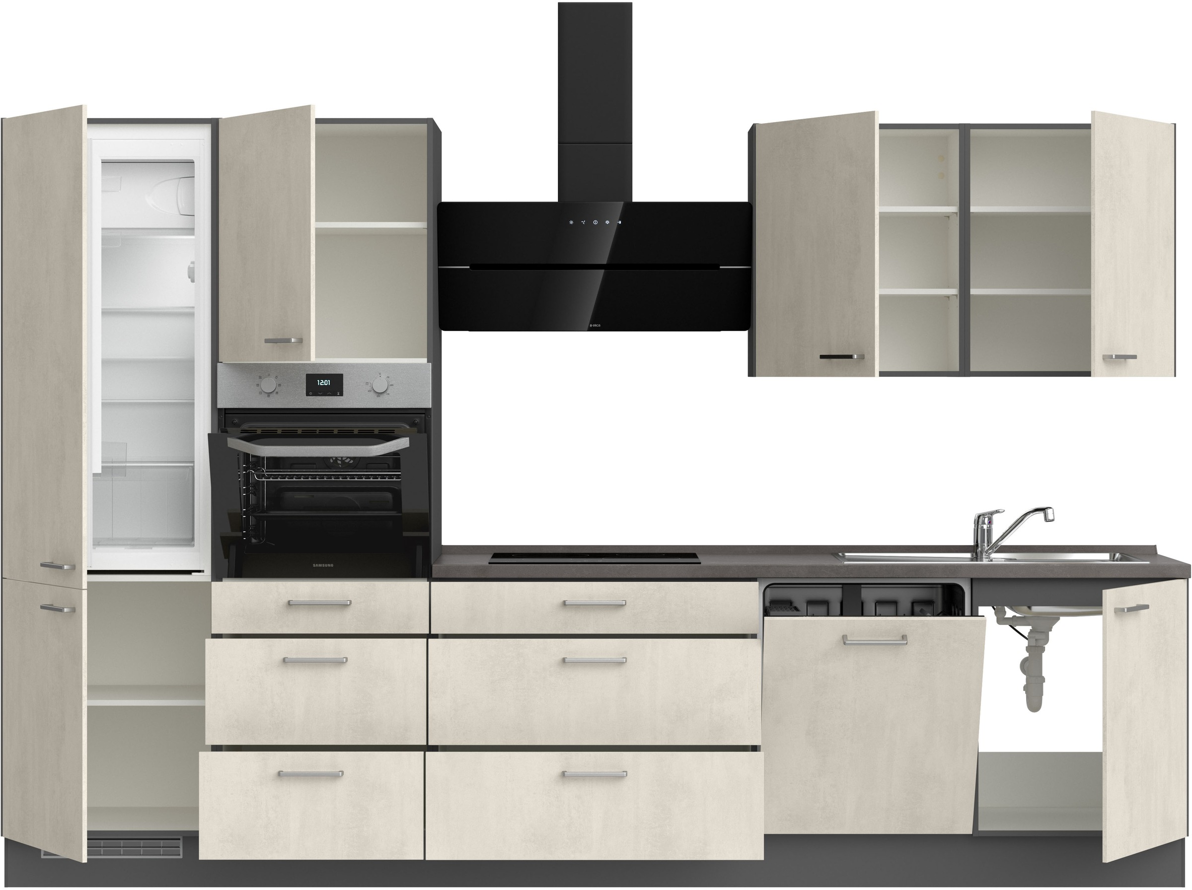 nobilia® Küchenzeile »"Riva II"«, vormontiert, Ausrichtung wählbar, Breite 330 cm, wahlw. mit E-Geräten