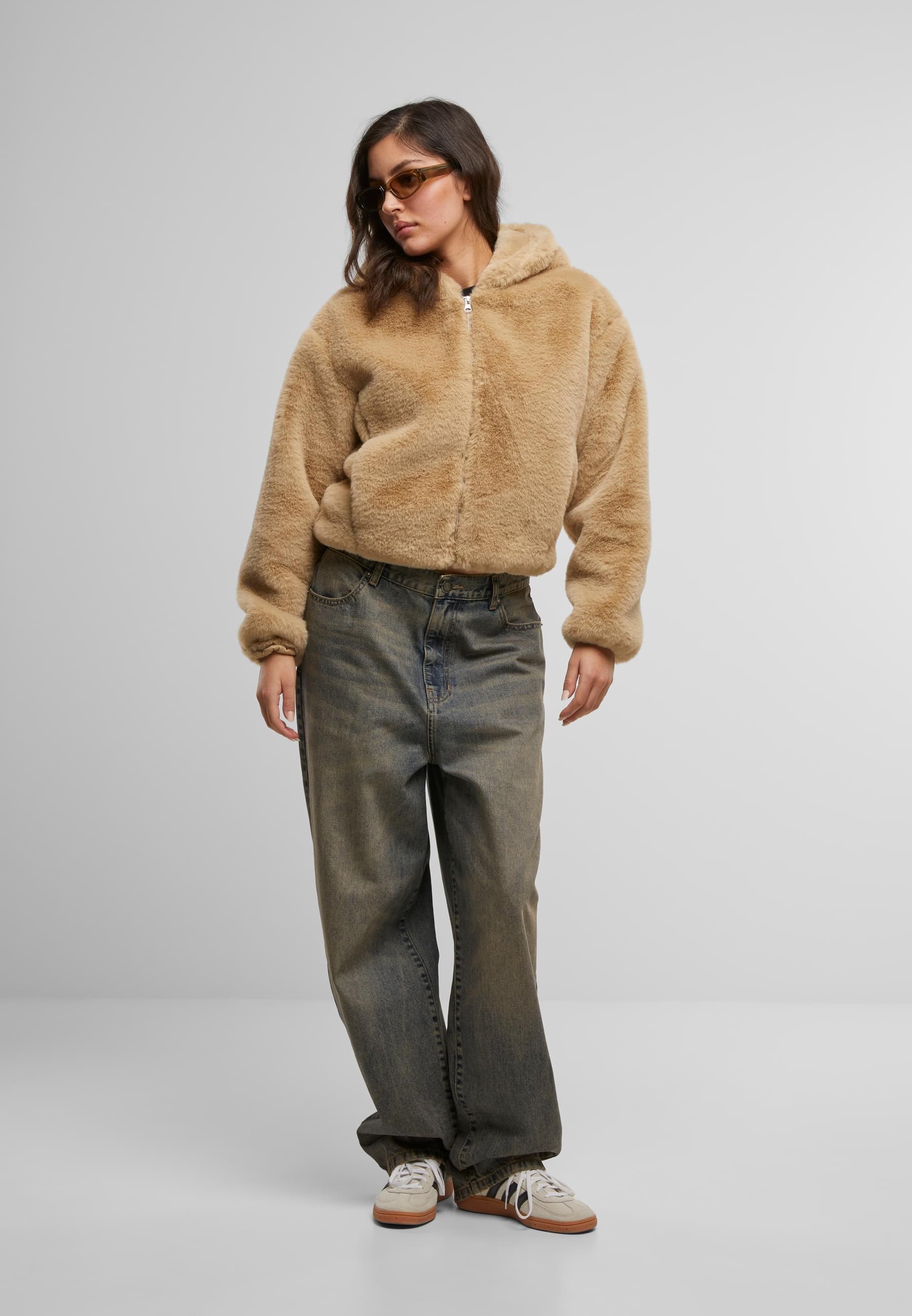 URBAN CLASSICS Sweatjacke »Urban Classics Ladies Full Zip Faux Fur Hoodie«