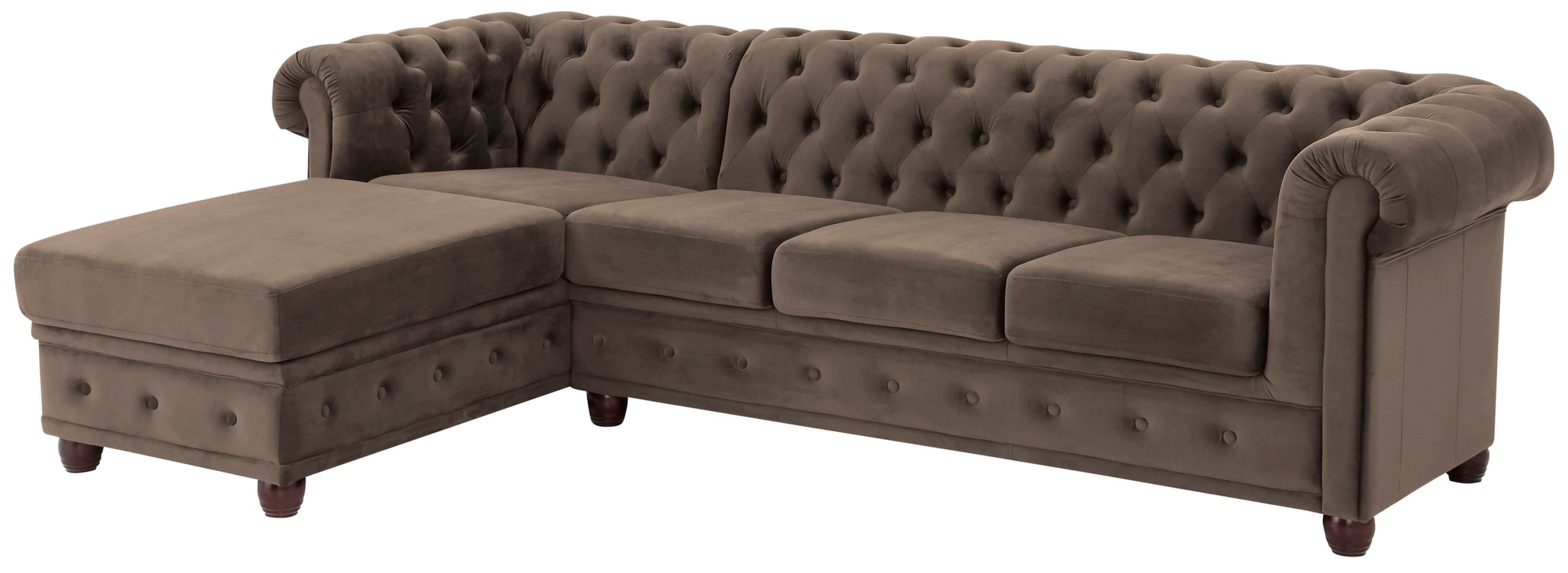 Home affaire Chesterfield-Sofa »New Castle L-Form«, hochwertige Knopfheftung in Chesterfield-Design, B/T/H: 255(171/72)