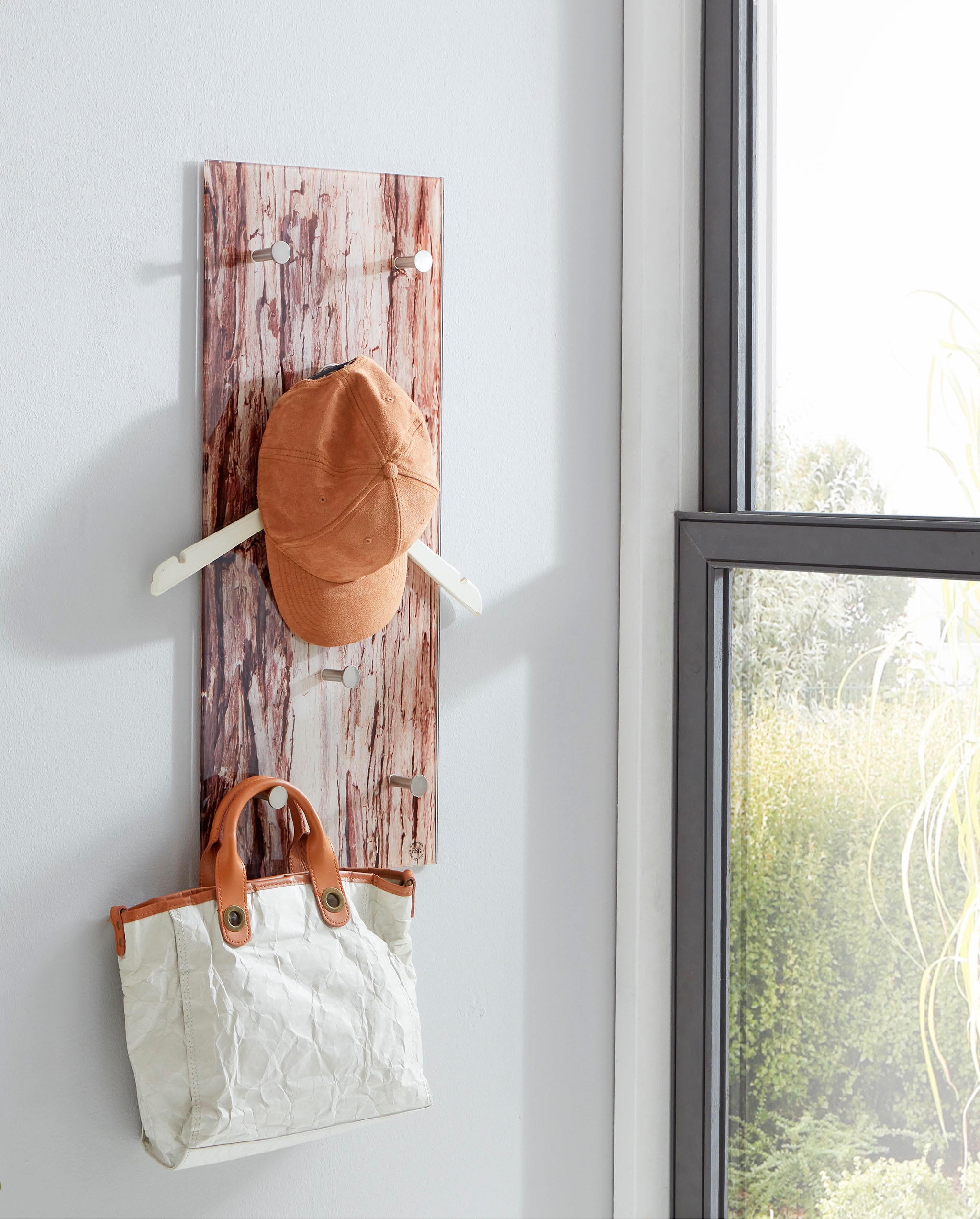 HAKU Wandgarderobe »Flurgarderobe, Garderobe, Garderobenhaken, Garderobenleiste,« rechteckig - aus Glas Braun - B/T/H 30/5/70 cm