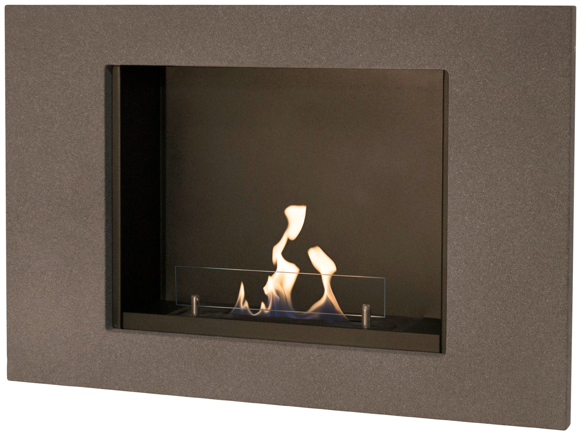 Echtfeuer-Dekokamin XARALYN, B:97cm H:65cm L:19cm, grau, Materialmix, Dekokamine, "Goya", mit Bioethanol Brenner