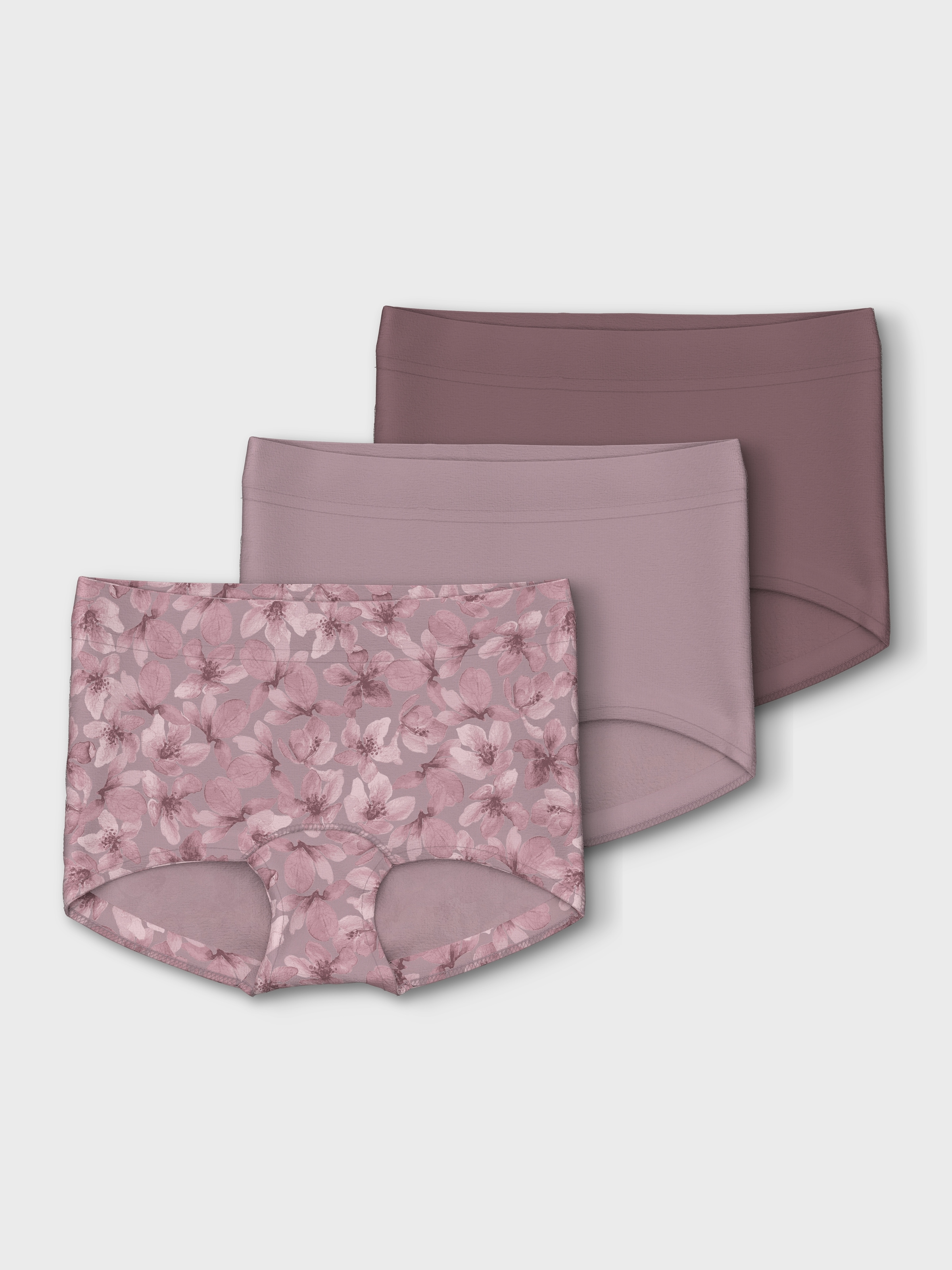 NAME IT Mädchen Boxershorts "NMFTIGHTS 3P MAUVE FLOWER NOOS", Gr. 92, lila, Jersey, Obermaterial: 95% Baumwolle, 5% Elasthan, bedruckt, Unterhosen