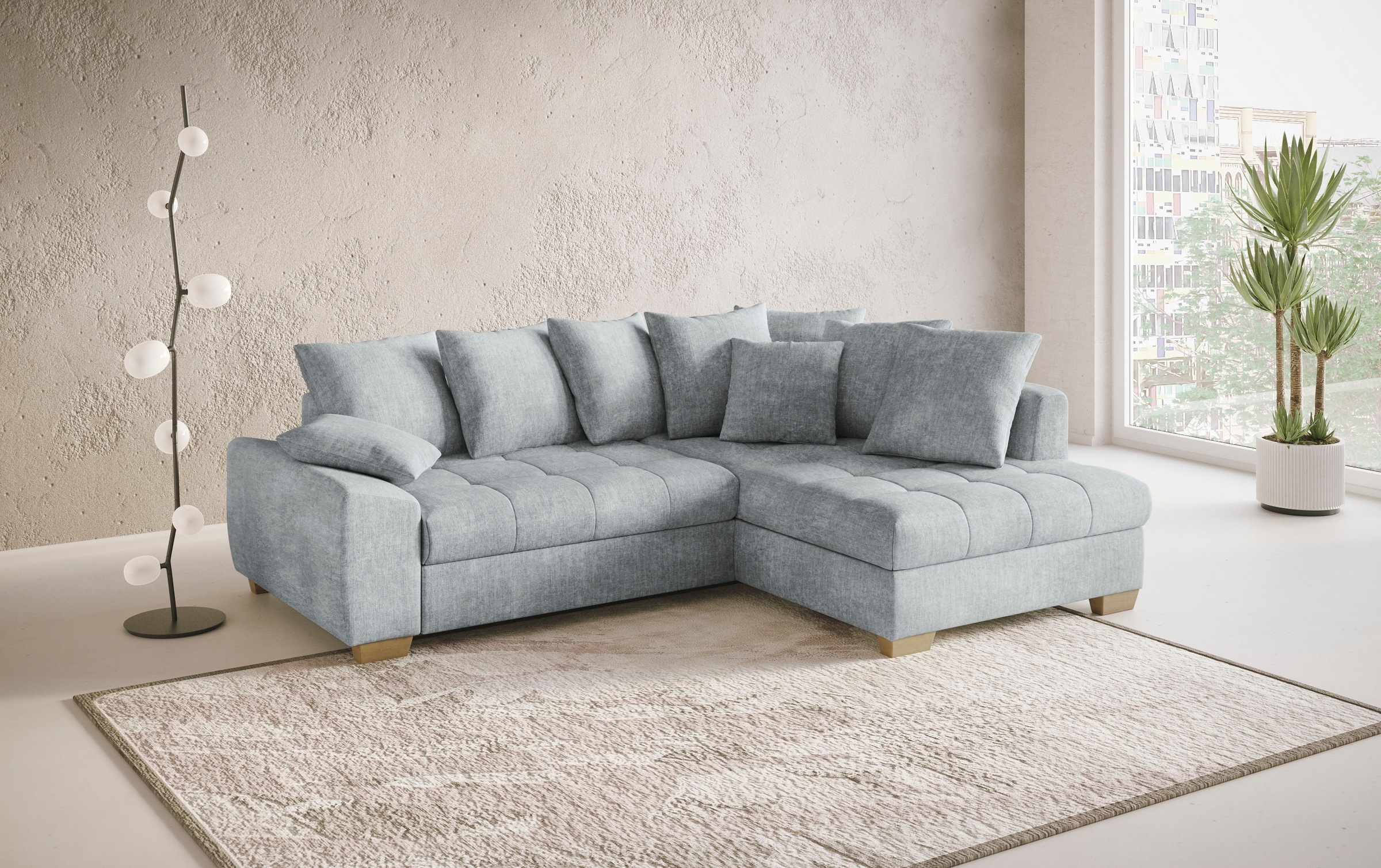 Mr. Couch Ecksofa »Nikita II, L-Form«, Wahlweise mit Bettfunktion, Bettkasten & RGB-LED-Beleuchtung
