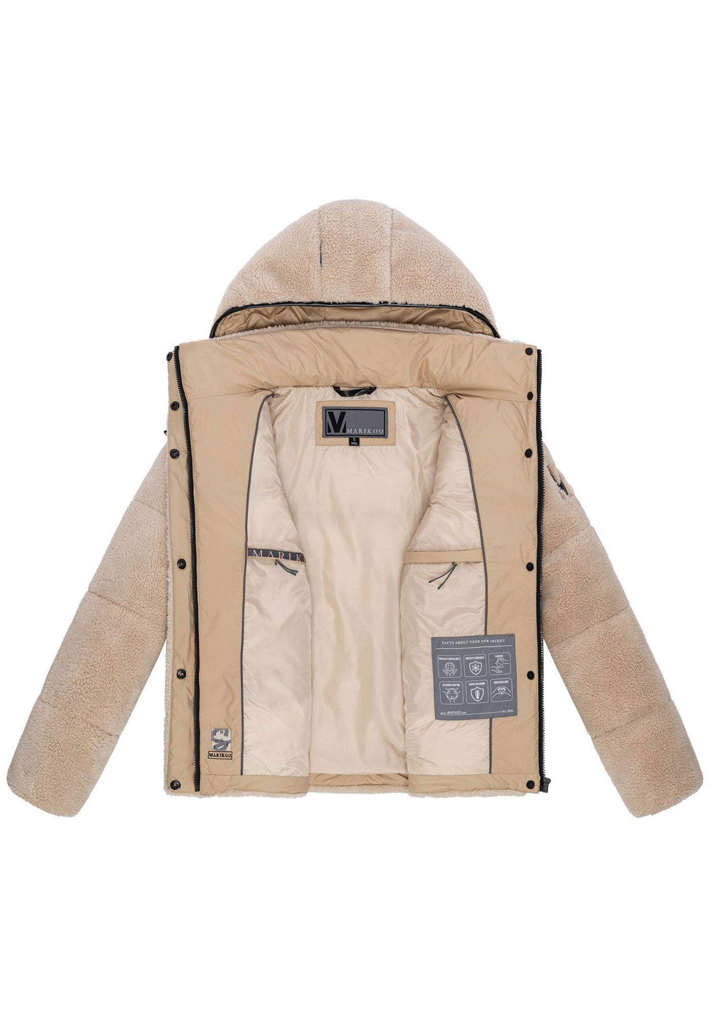 Marikoo Winterjacke »Kaguraa«, warme Teddyfell Sherpa Jacke