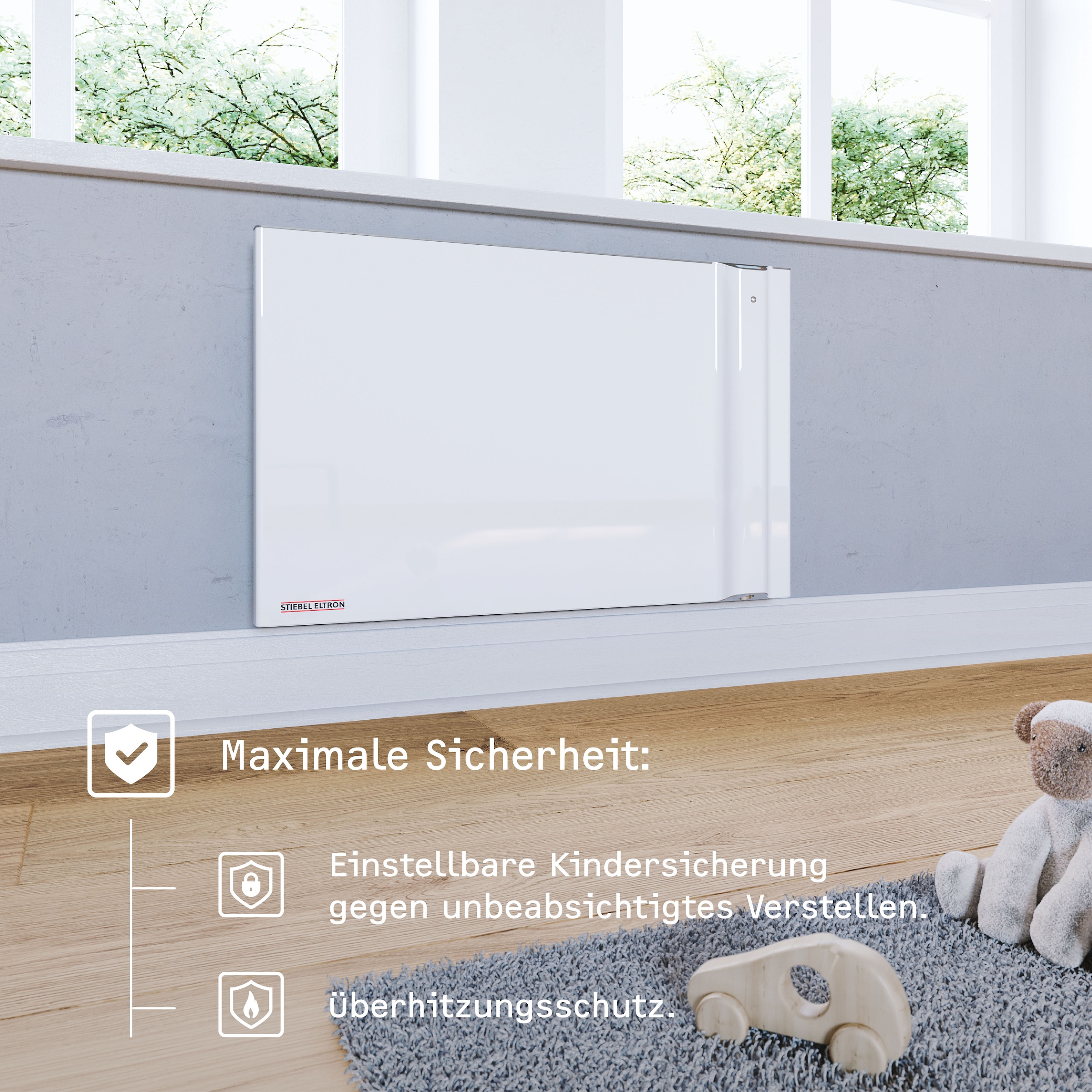 STIEBEL ELTRON Konvektor »»CND 150«, Duo Wandkonvektor, Elektroheizung energiesparend, 1,5 kW«, für ca. 20 m², LCD-Display, Wochentimer, ohne Stecker, Festanschluss