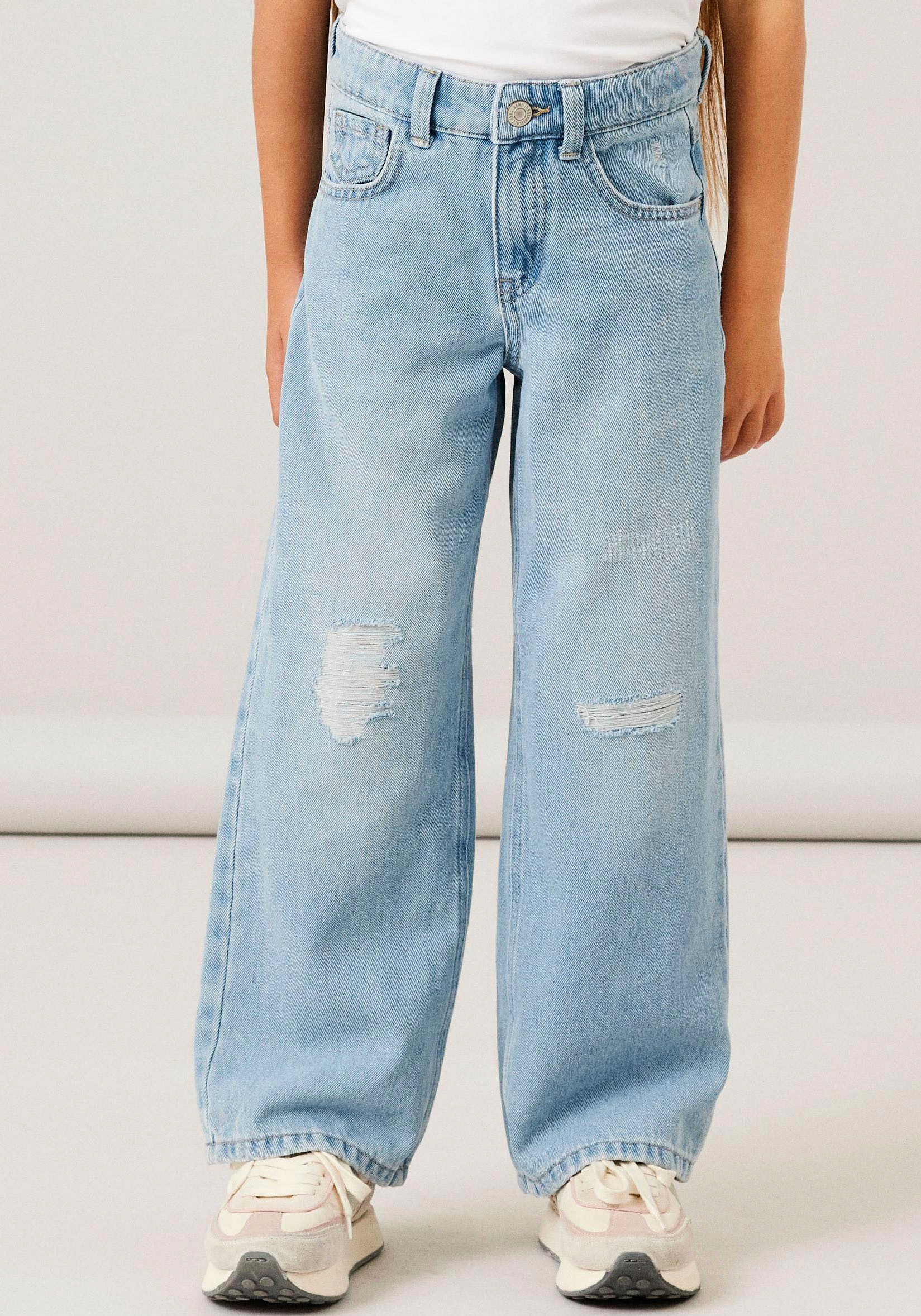 5-Pocket-Jeans »NKFROSE HW WIDE JEANS 141«, mit Destroyed Effekt