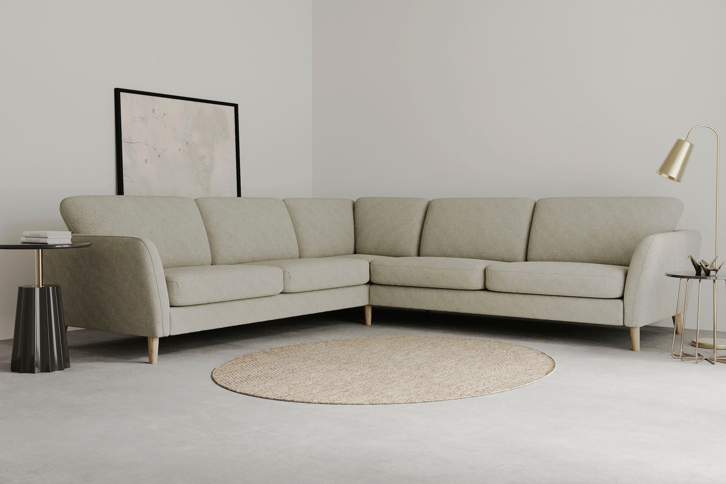 Home affaire Ecksofa "MARSEILLE 278/278 cm, L-Form, Webstoff, Flachgewebe, günstig online kaufen