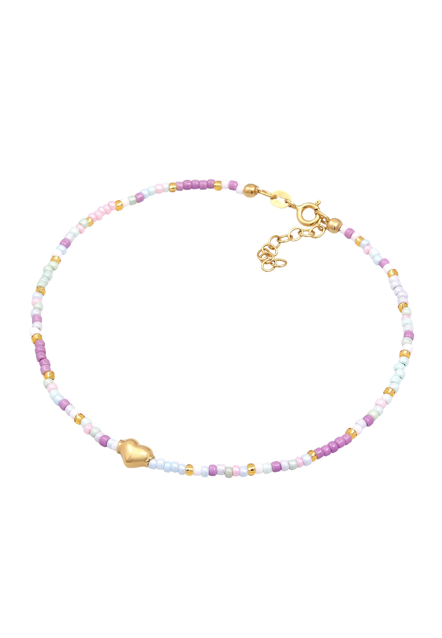 Elli Fußkette »Herz Glas Beads Sommer Style 925 Silber vergoldet« für  bestellen | BAUR