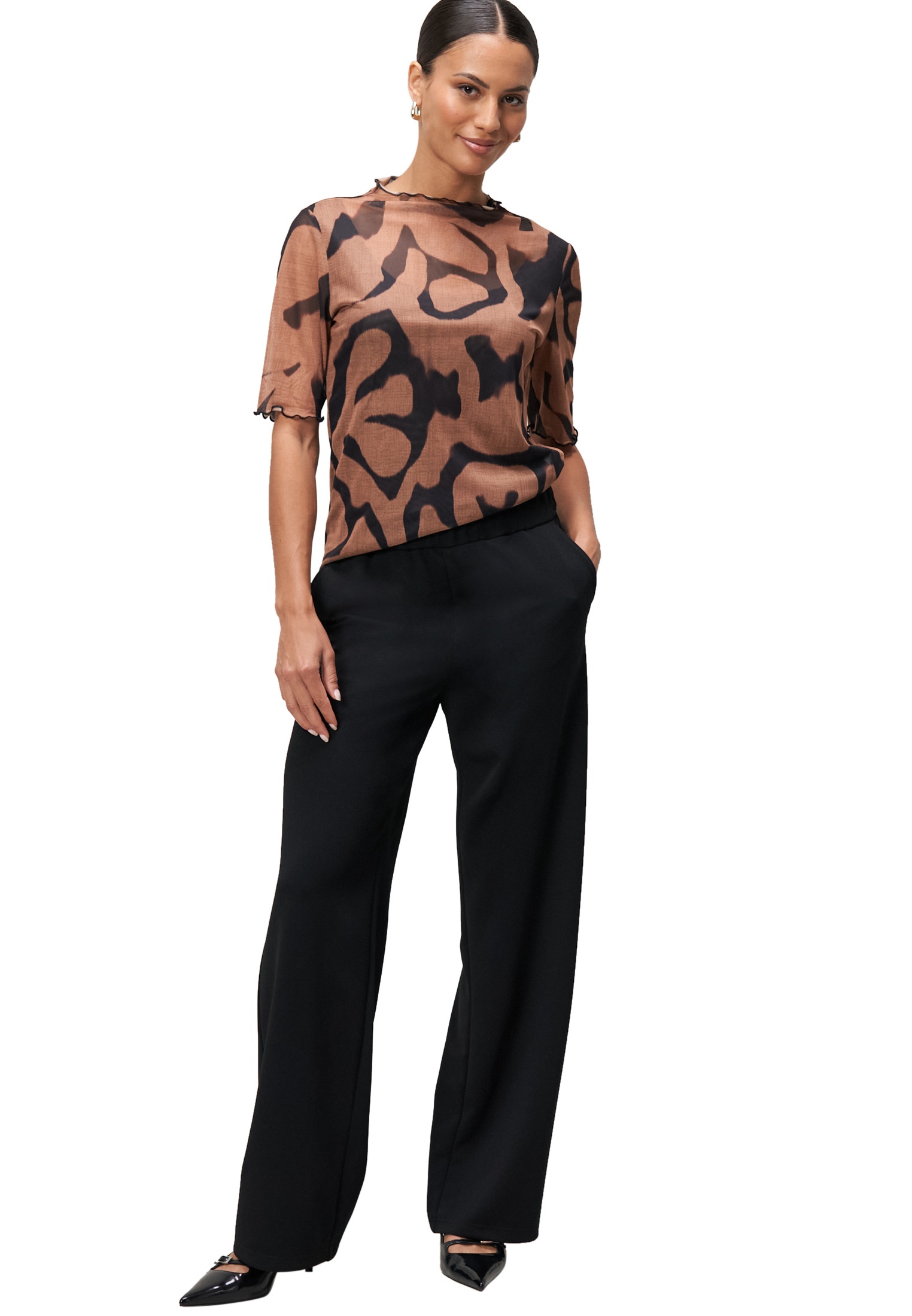 Zero Kurzarmshirt »zero Damen Mesh-Shirt mit Wellensaum«, (1 tlg.), weiteres Detail